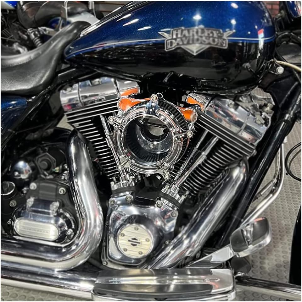 Filtro de aire de admisión de motocicleta Sistema de filtro de aire cromado Kit de filtros para Harley Touring 2008-2016 Road King Electra Glide