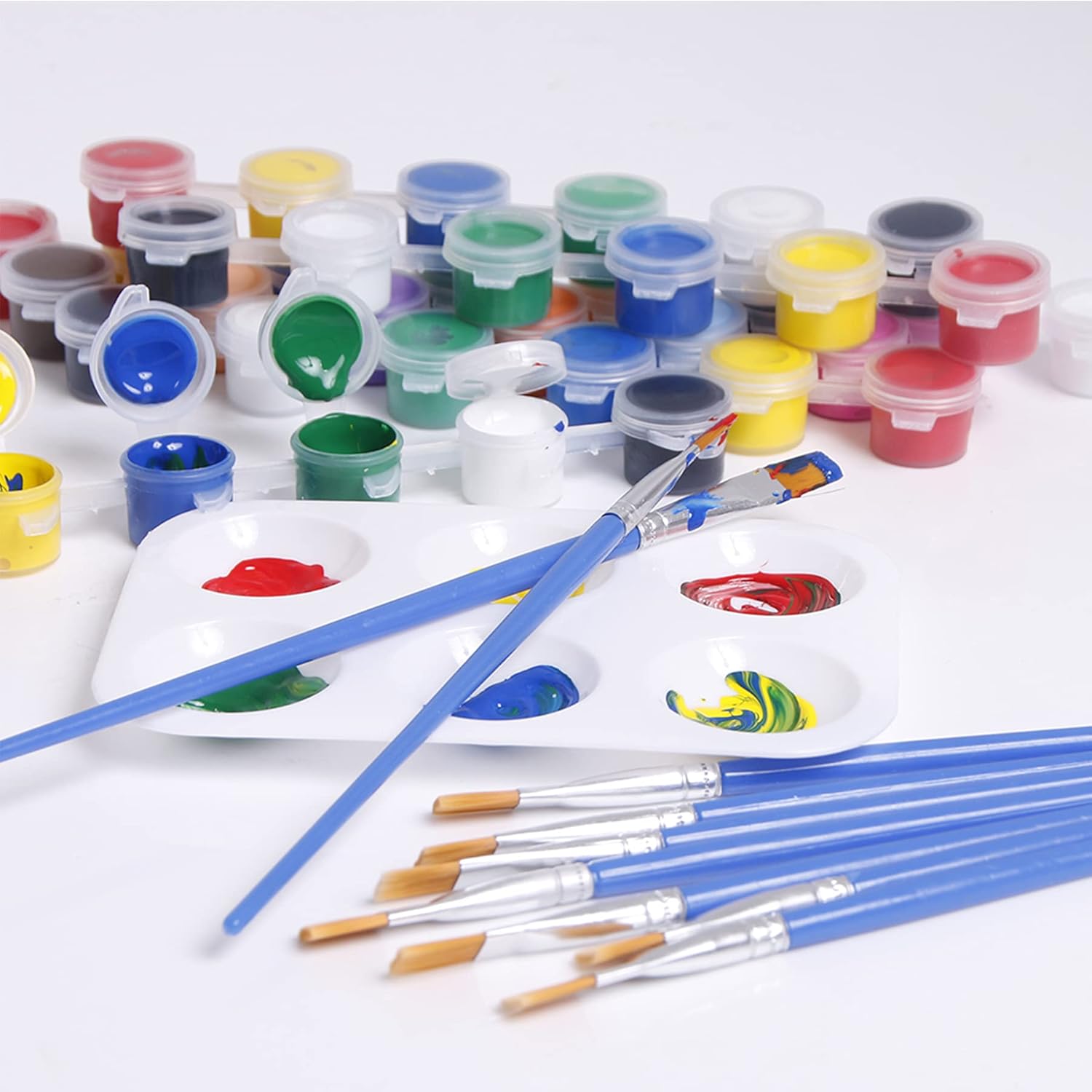 30 pinceles planos de 0.354 in de ancho, pincel pequeño acrílico a granel para pintura de detalles