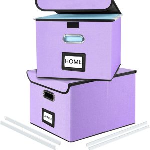 Huolewa – Organizador de archivos decorativo con tapa, caja de almacenamiento colgante de lino con tobogán de plástico para oficinadecoraciónhogar, Huolewa – Organizador de archivos decorativo con tapa, caja de almacenamiento colgante de lino con tobogán de plástico para oficinadecoraciónhogar,