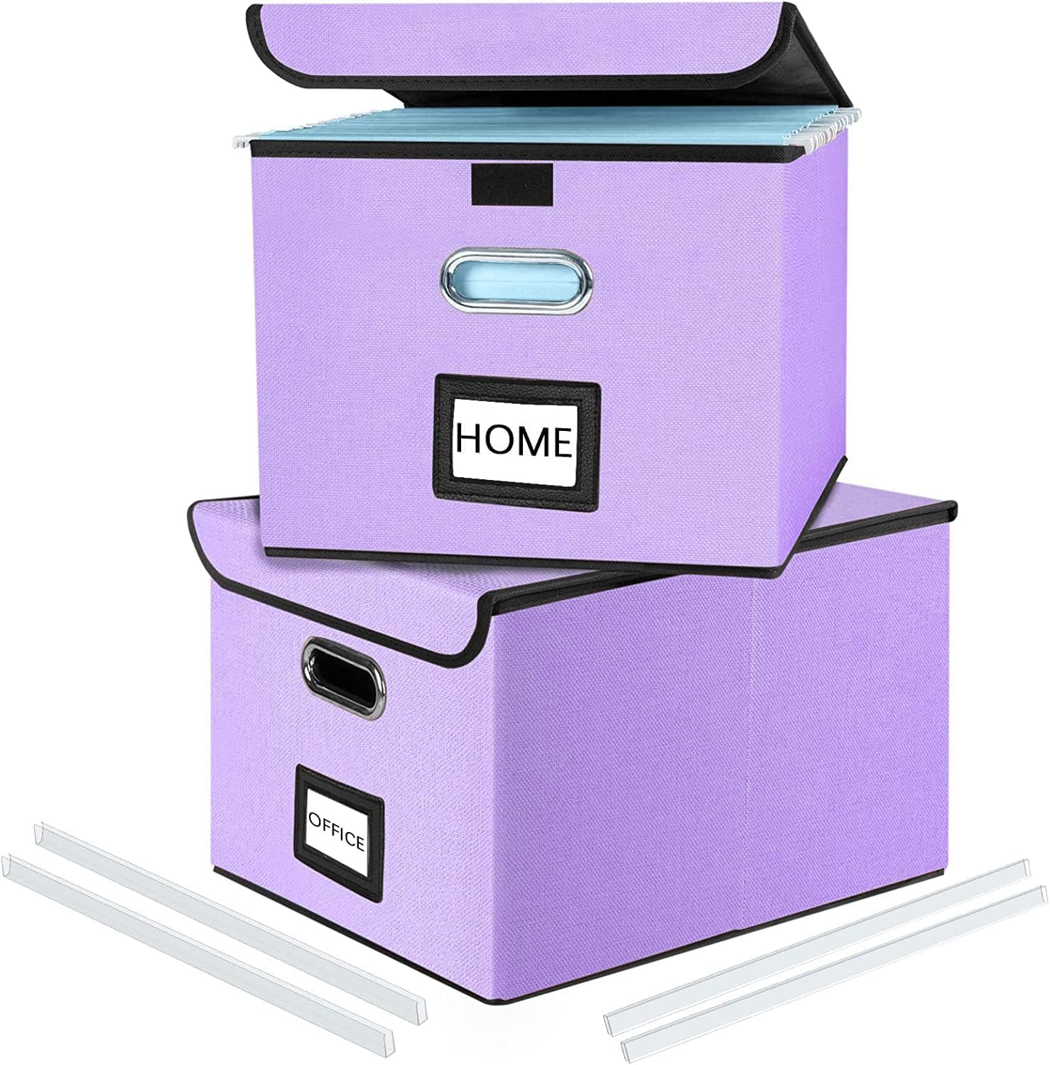 Huolewa – Organizador de archivos decorativo con tapa, caja de almacenamiento colgante de lino con tobogán de plástico para oficinadecoraciónhogar,