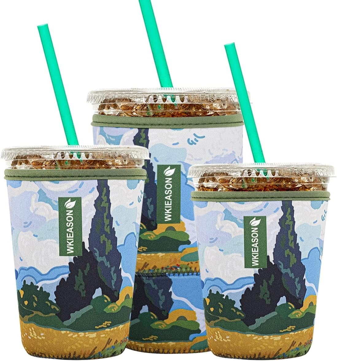 Funda aislante reutilizable de café helado para bebidas frías y fundas de neopreno para tazas de café frío, funda más fría de 16 a 32 onzas para