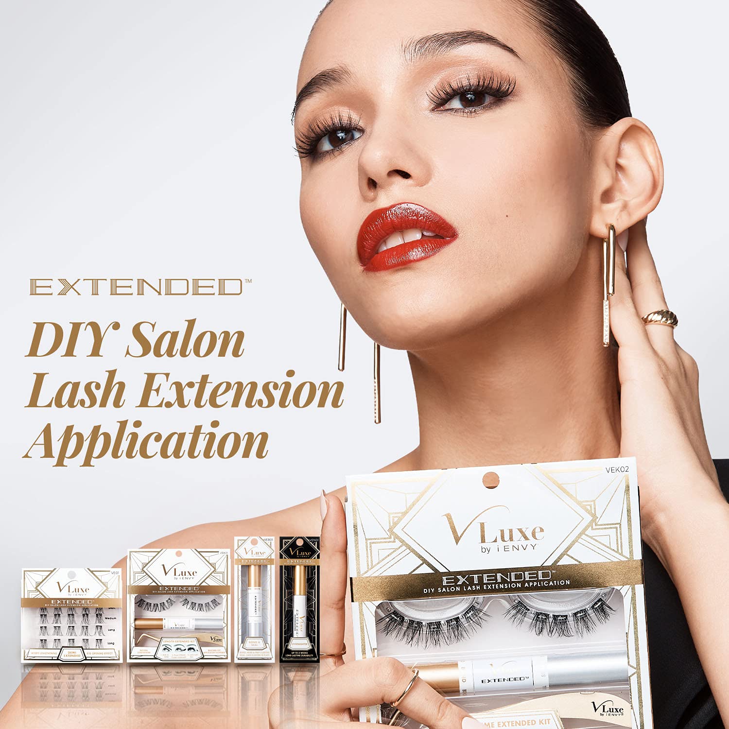 VLuxe by iEnvy Extended Collection Extensión de pestañas para uso diario, larga duración, infalible y libre de manchas