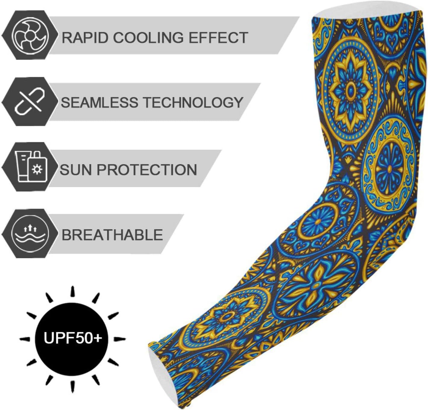 Mangas de brazo con patrón de flores misteriosas para mujeres y hombres, protección solar UV, mangas refrescantes con agujeros para el pulgar para
