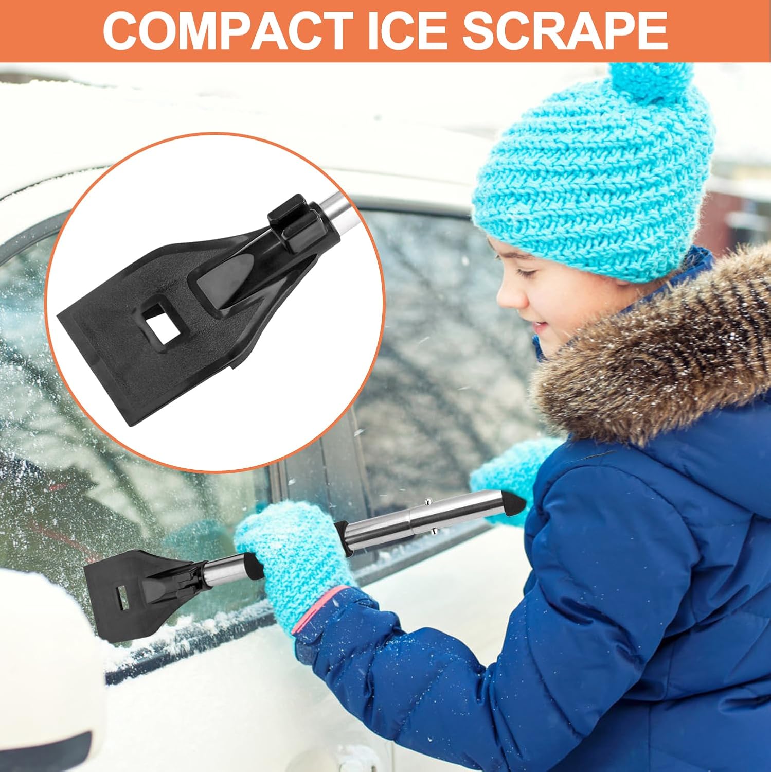 OCGIG Kit de pala de nieve portátil 3 en 1 con raspador de hielo y cepillo de nieve, diseño plegable de emergencia, juego de quitanieves para