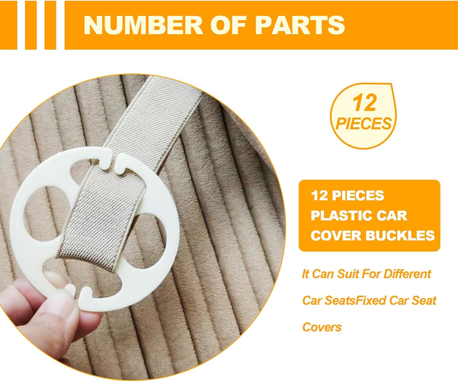 24 fundas de asiento de automóvil, gancho de metal para placa de ciruela, 12 fundas de plástico para asientos de automóvil + 12 piezas de gancho de