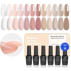 Beetles Builder Gel – 12 unidades, 8 en 1 rosa pastel nude gel constructor para uñas, colores beige y blanco, gel duro, extensión de gel Beetles Builder Gel – 12 unidades, 8 en 1 rosa pastel nude gel constructor para uñas, colores beige y blanco, gel duro, extensión de gel