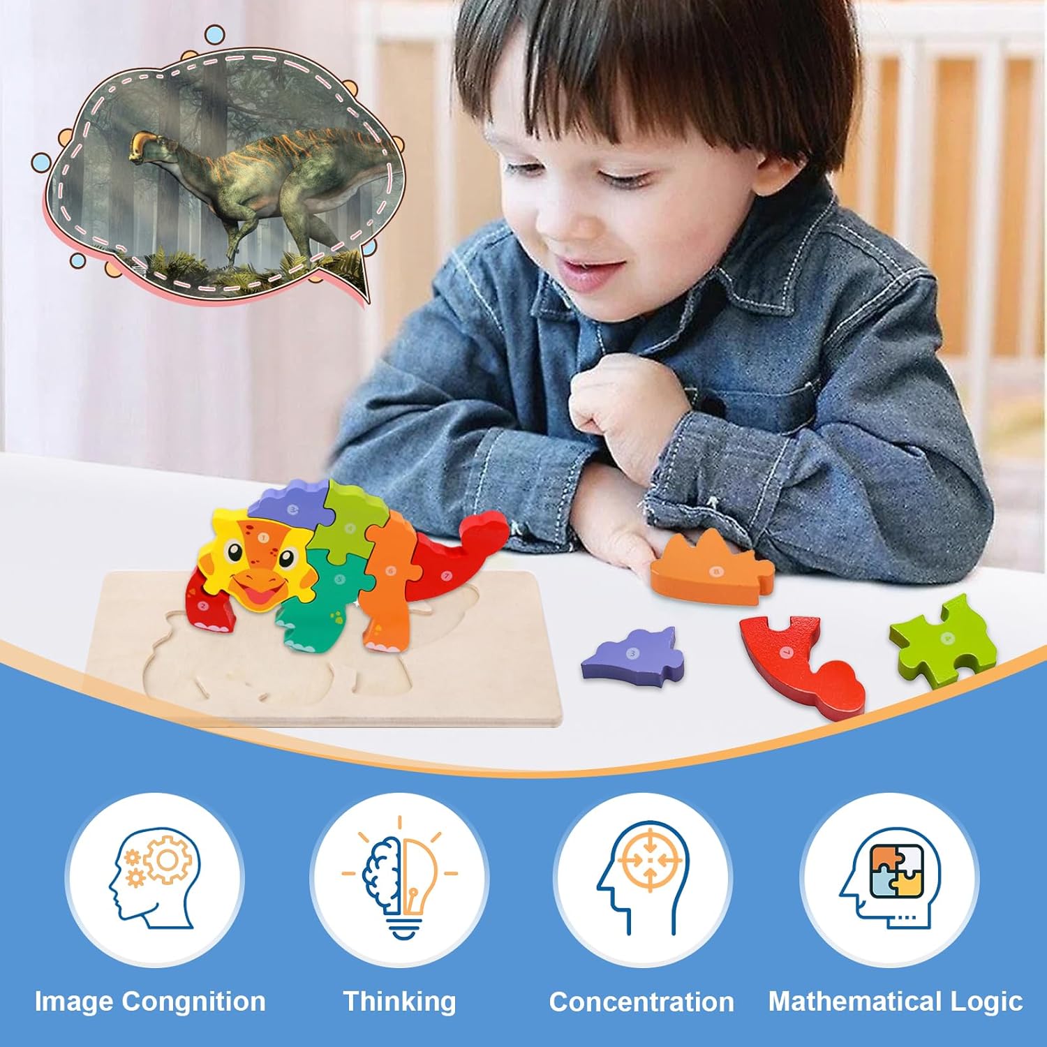 Rompecabezas para niños de 3 a 5 años, números 1 a 10, vehículos de madera, rompecabezas de niños cognitivos de primera infancia, juguetes