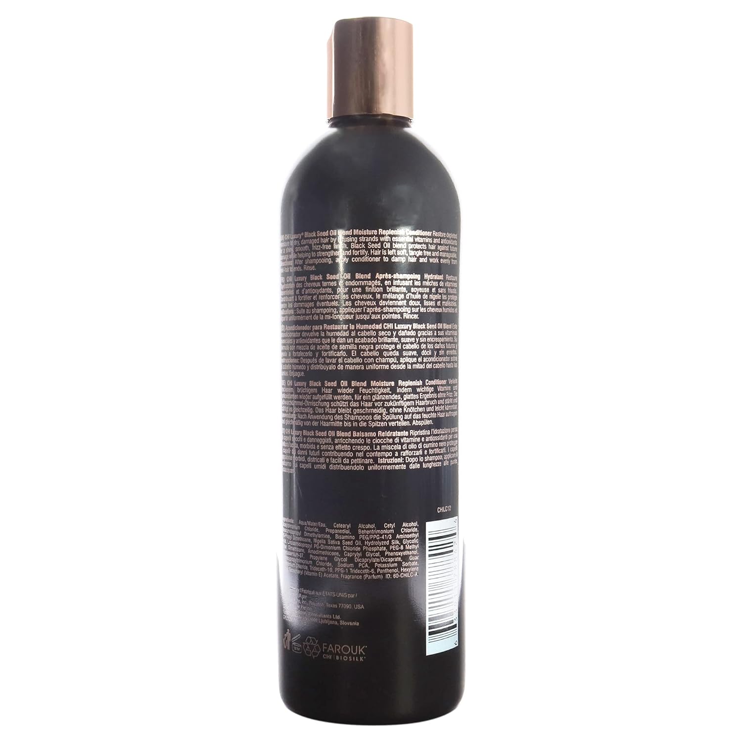 CHI Acondicionador de reposición de humedad de aceite de semilla negra de lujo, 12 onzas líquidas
