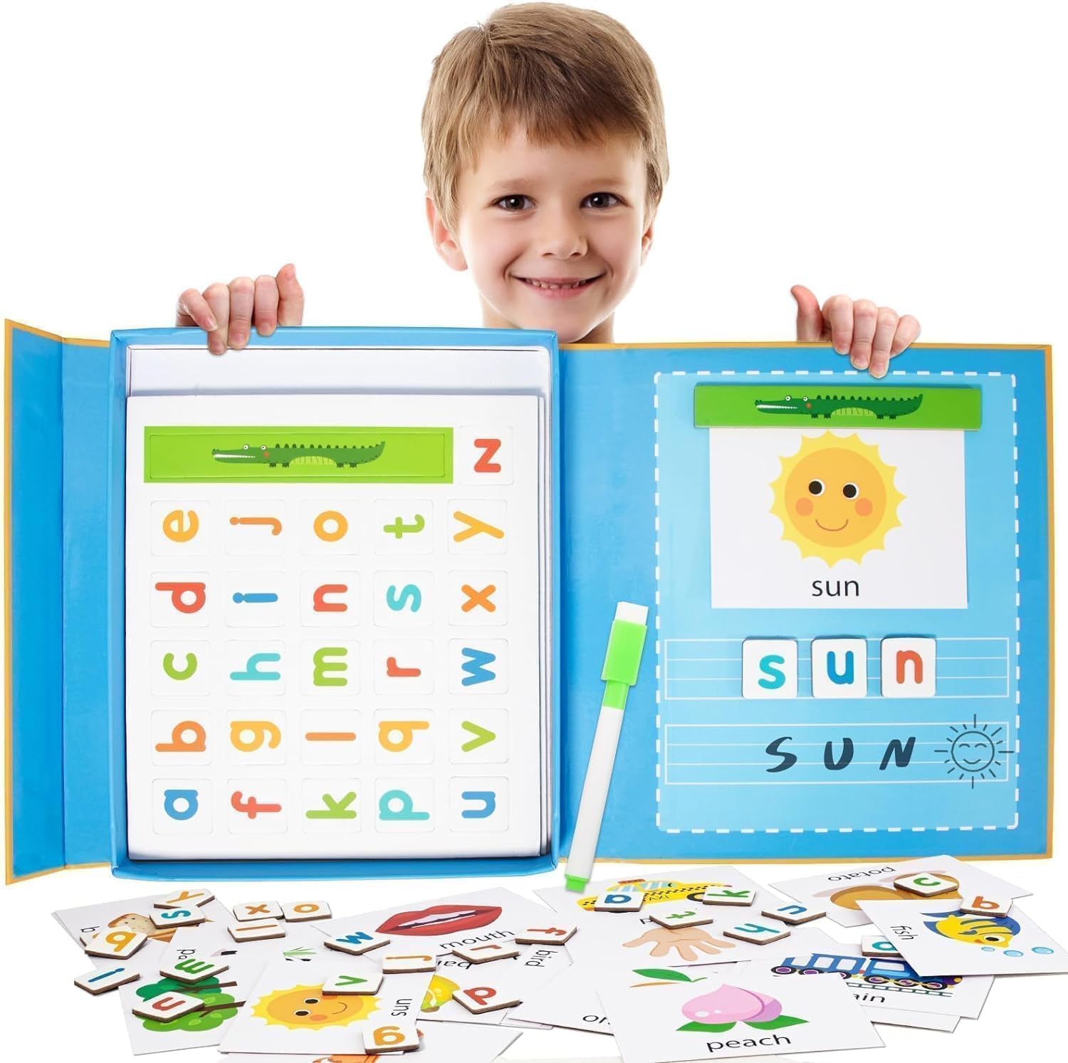 Lauon Juego de letras y números magnéticos para niños pequeños, 52 imanes del alfabeto para refrigerador, juguete de educación temprana con