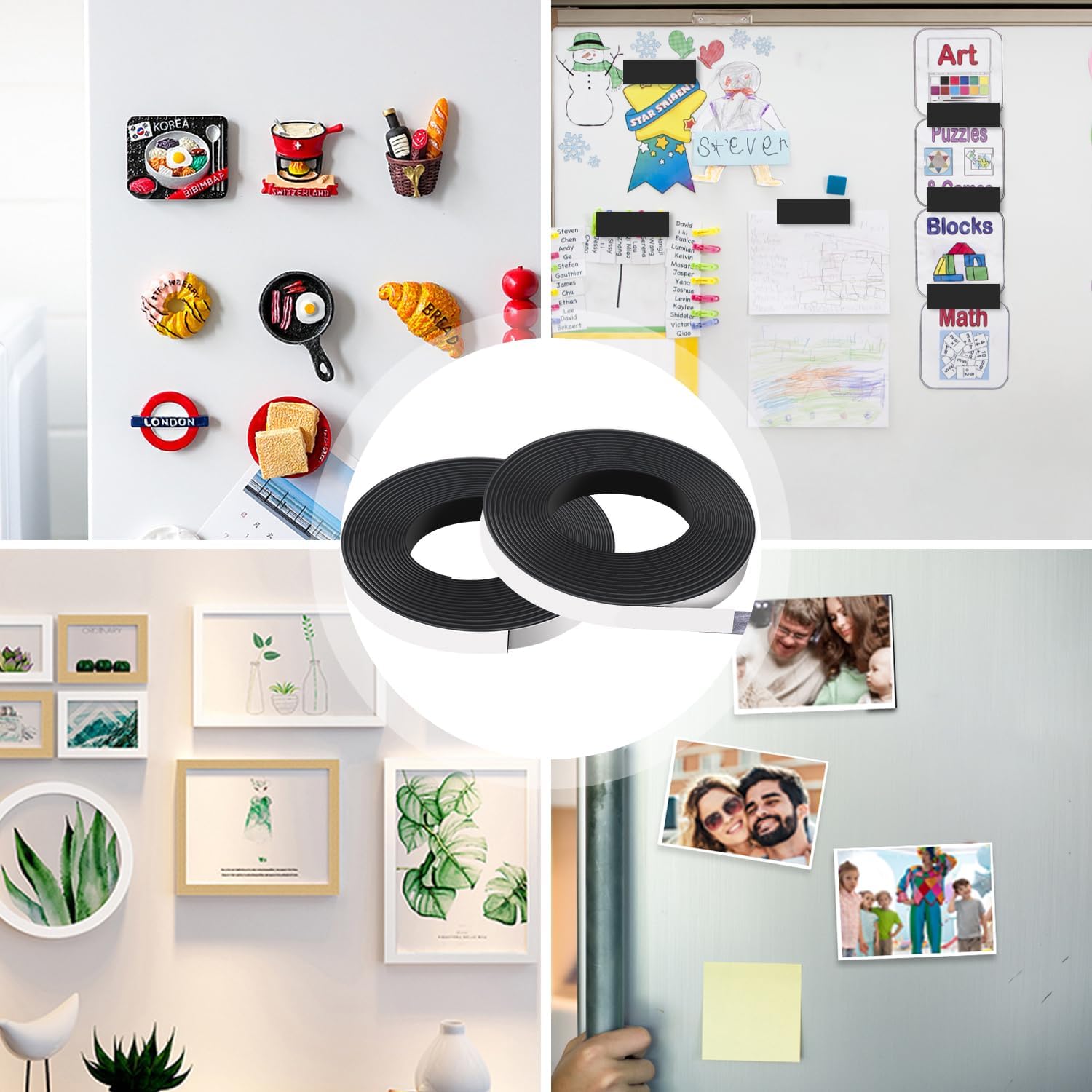 DIYMAG Cinta magnética, 2 rollos de tira magnética con fuerte autoadhesivo y flexible, rollo de cinta magnética para proyectos de manualidades,