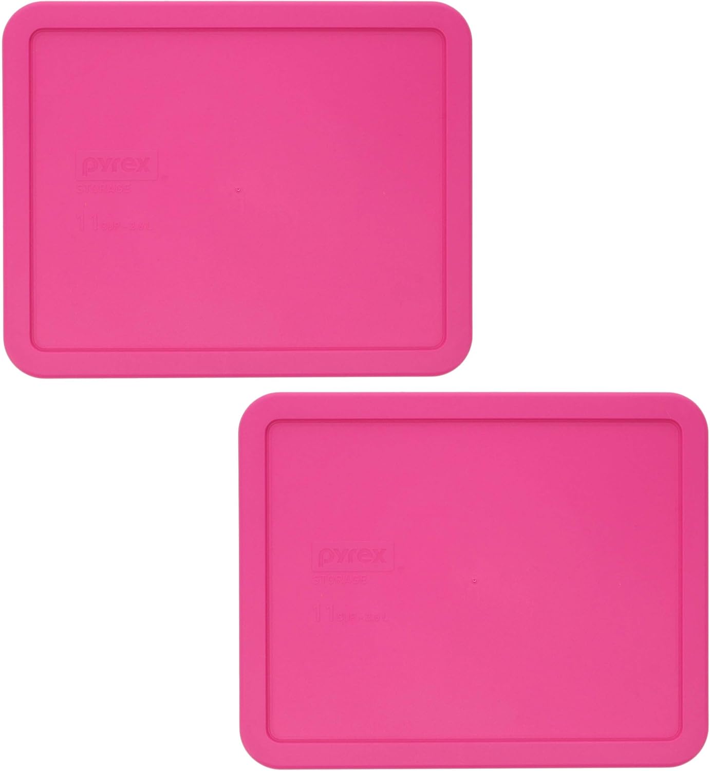 Pyrex 7212-PC Tapa de almacenamiento rectangular de plástico rosa, fabricada en Estados Unidos, paquete de 2