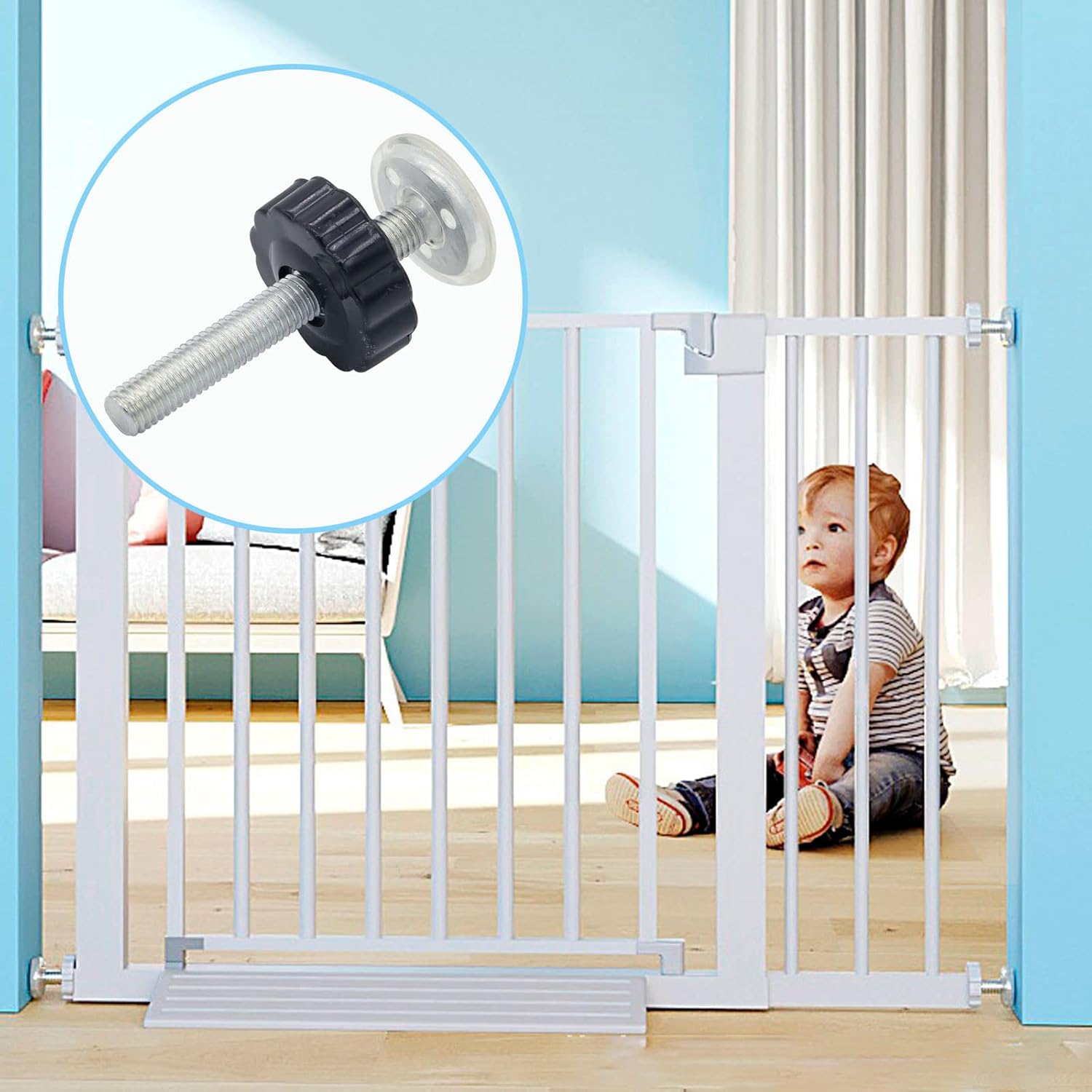 Juego de 2 adaptadores M10 para puerta de bebé con protector de pared para puerta de bebé, extensor de puerta de tensión para bebé, puertas de