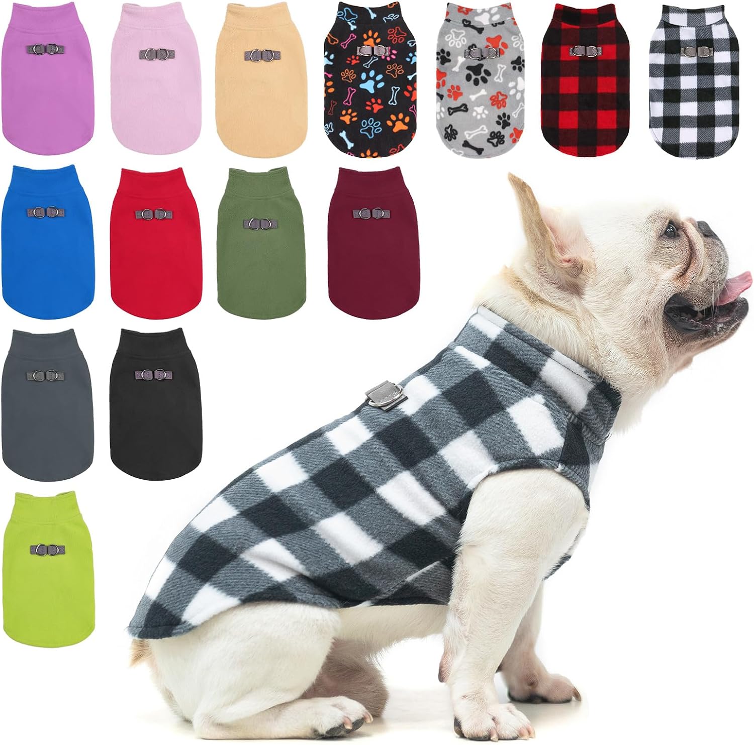 BEAUTYZOO Suéter de forro polar para perros pequeños, chaqueta de invierno, con anillo en D, accesorio de correa para cachorros de razas medianas de
