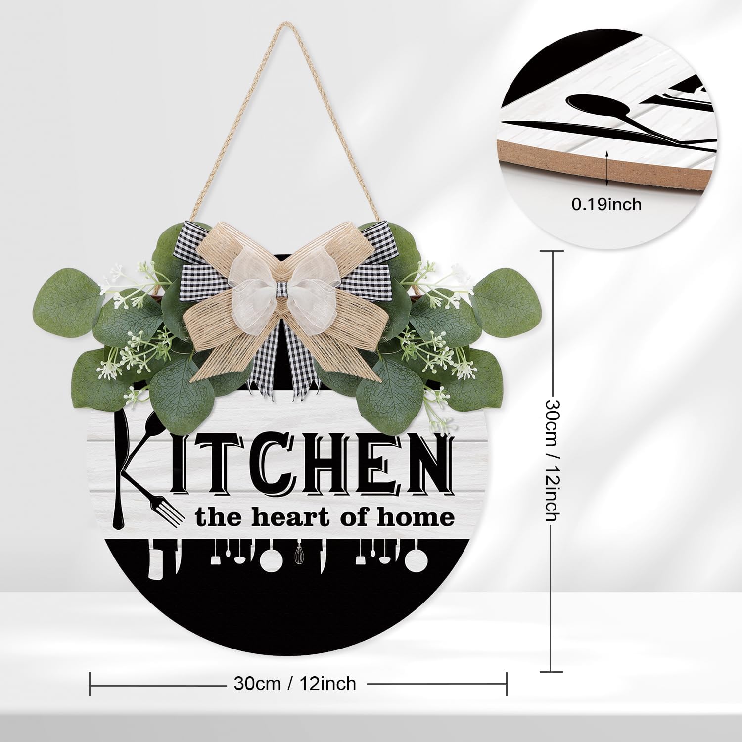 TOARTI Letrero rústico de cocina con texto en inglés Kitchen the Heart of Home para cocina, comedor, cocina, madera, decoración de cocina