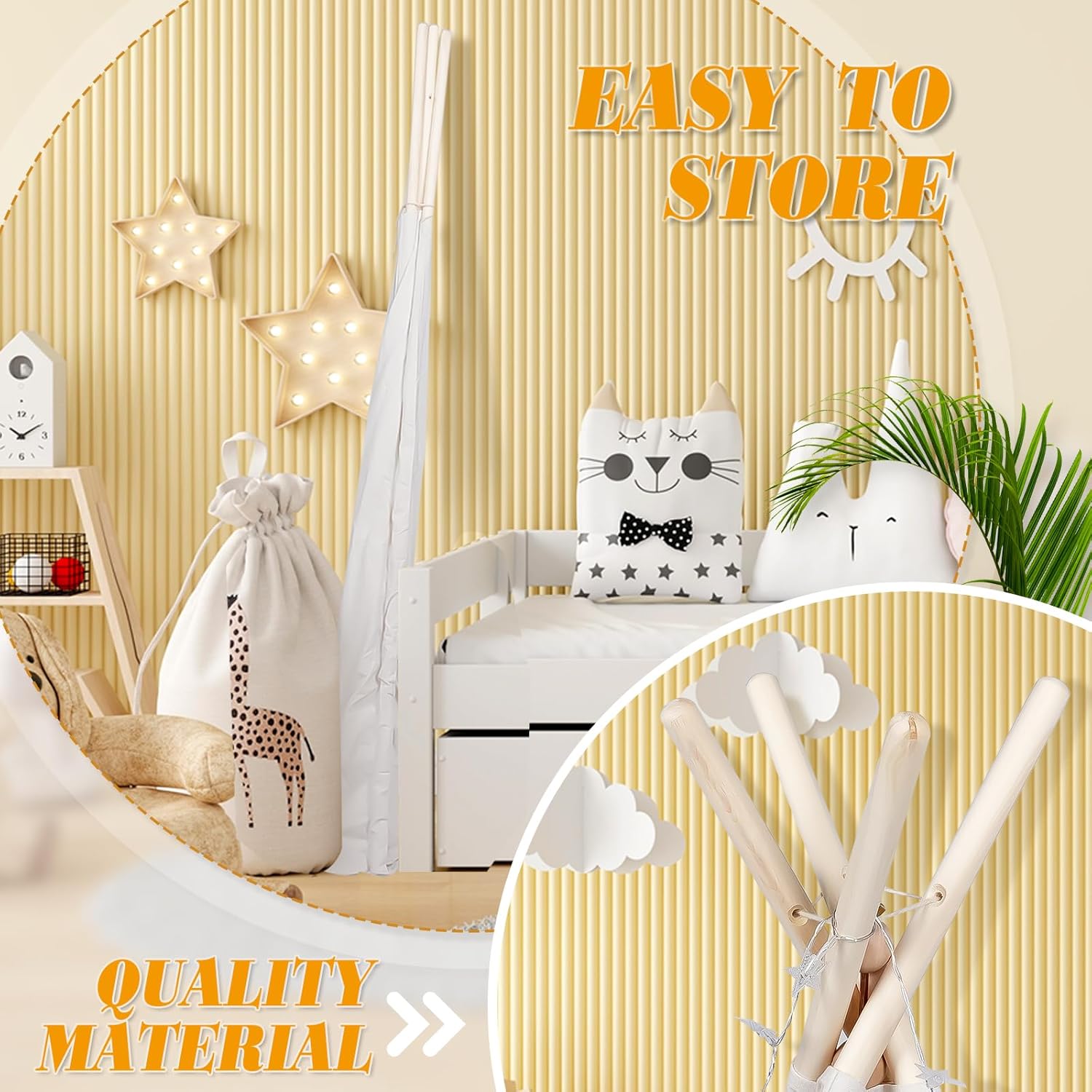 Midoook – Tienda de campaña tipi para niños, tienda de campaña tipi para niños y niñas, tienda de campaña de lona para niños, tienda de campaña Tipi