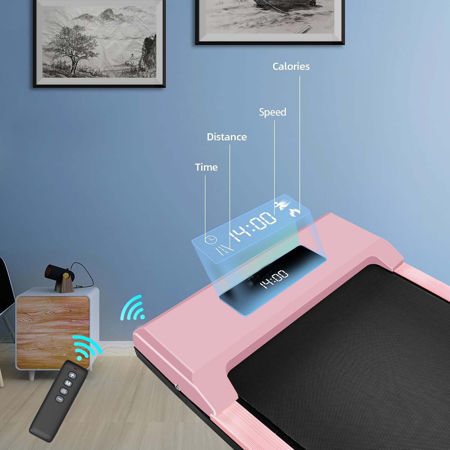 Walking Pad Under Desk Treadmill, Portable Treadmills Motorized Running Machine for Home, 6.2MPH, No Assembly Required, Remote Control, 265 LB