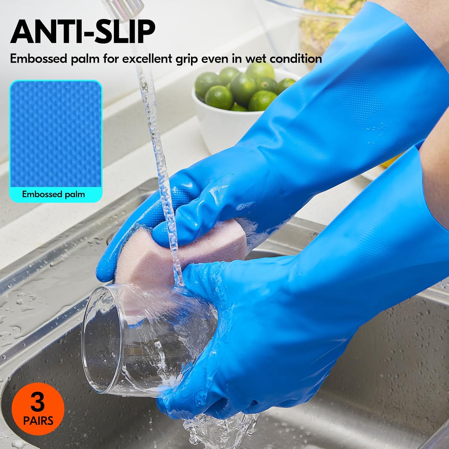 Vgo… Guantes de limpieza,Lavavajillas,Cocina,Resistente,Reutilizables