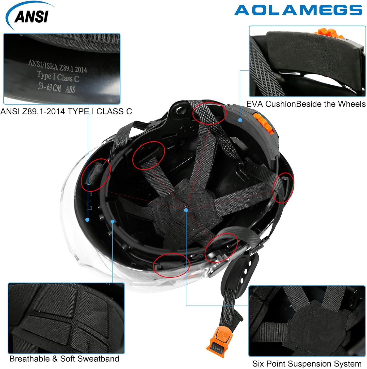 Cascos cascos con patrón de fibra de carbono  Construcción aprobado por la OSHA, ANSI Z89.1 Tipo 1 Clase C Casco de seguridad ajustable ventilado