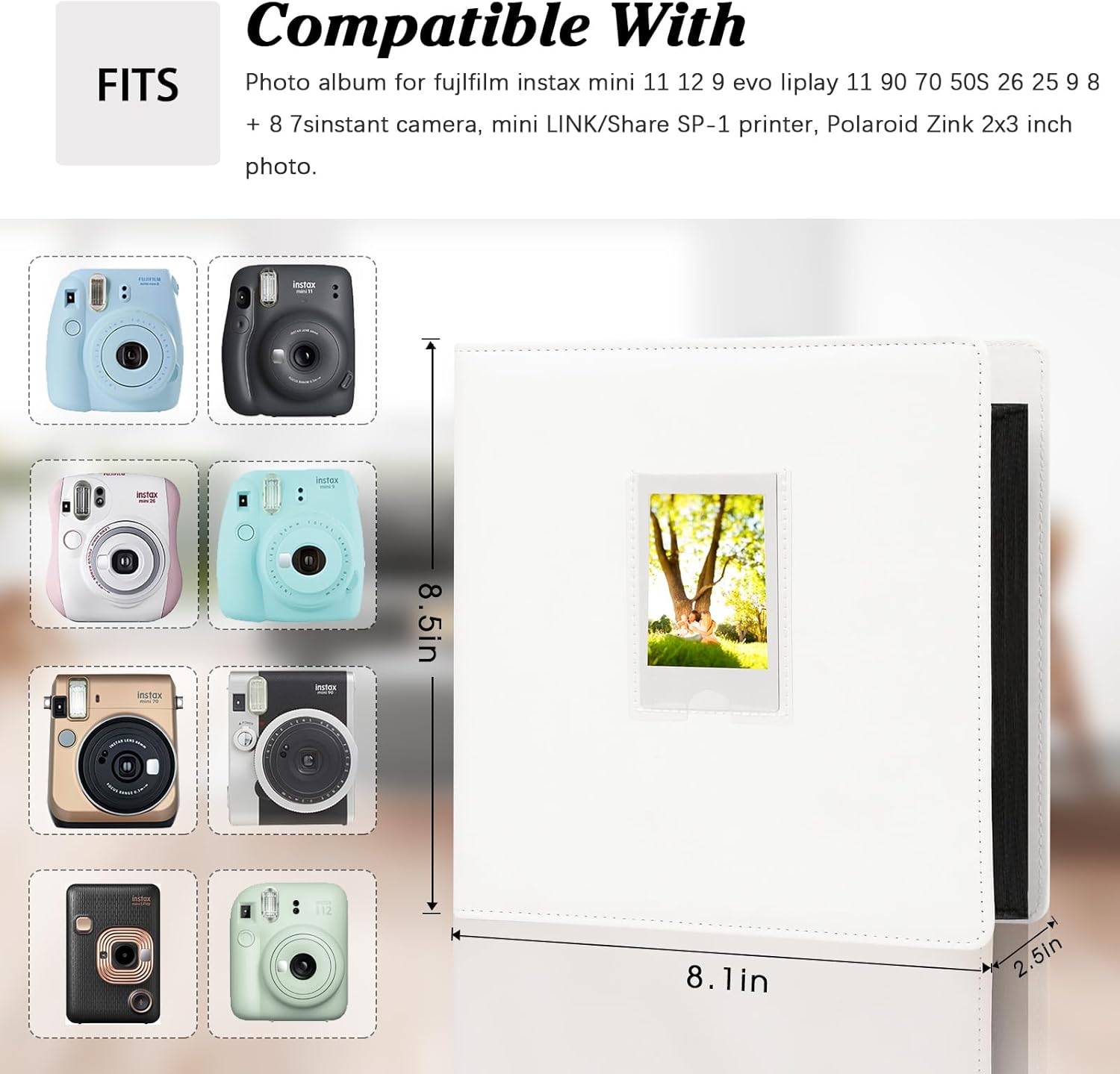 Álbum de fotos de 360 bolsillos para cámara instantánea Fujifilm Instax MiniPolaroid, para cámara instantánea Fujifilm Instax Mini 11, 12, 9, 40,