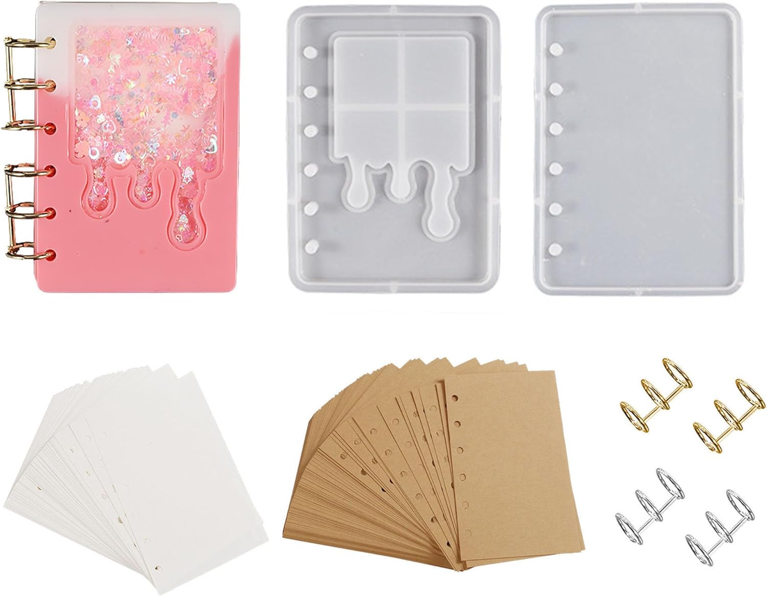 Kit de moldes de resina para cuadernos, moldes de resina epoxi de fundición de arena movediza para cuadernos, molde de silicona para cuaderno de