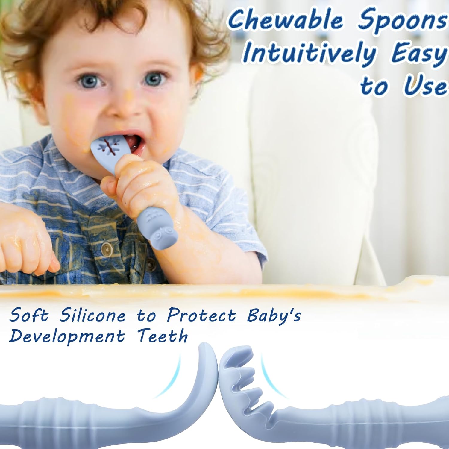 Cucharas para bebés de alimentación autónoma durante más de 6 meses, cucharas de destete LED para bebés, etapa 1 y etapa 2, juego de cucharas