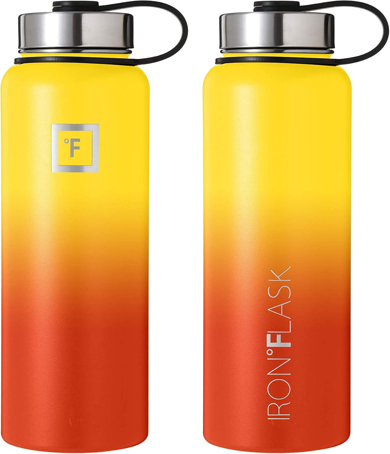 IRON FLASK Botella de agua deportiva de 18 onzas, 3 tapas (tapa con popote), a prueba de fugas, acero inoxidable, para gimnasio y deportes, para
