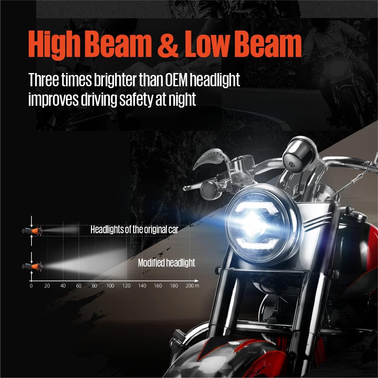 KT Conjunto de faros LED para Street Glide 2014-2023, faro LED de motocicleta de 7 pulgadas con luz altabaja, faros Harley con DRL, impermeable IP67