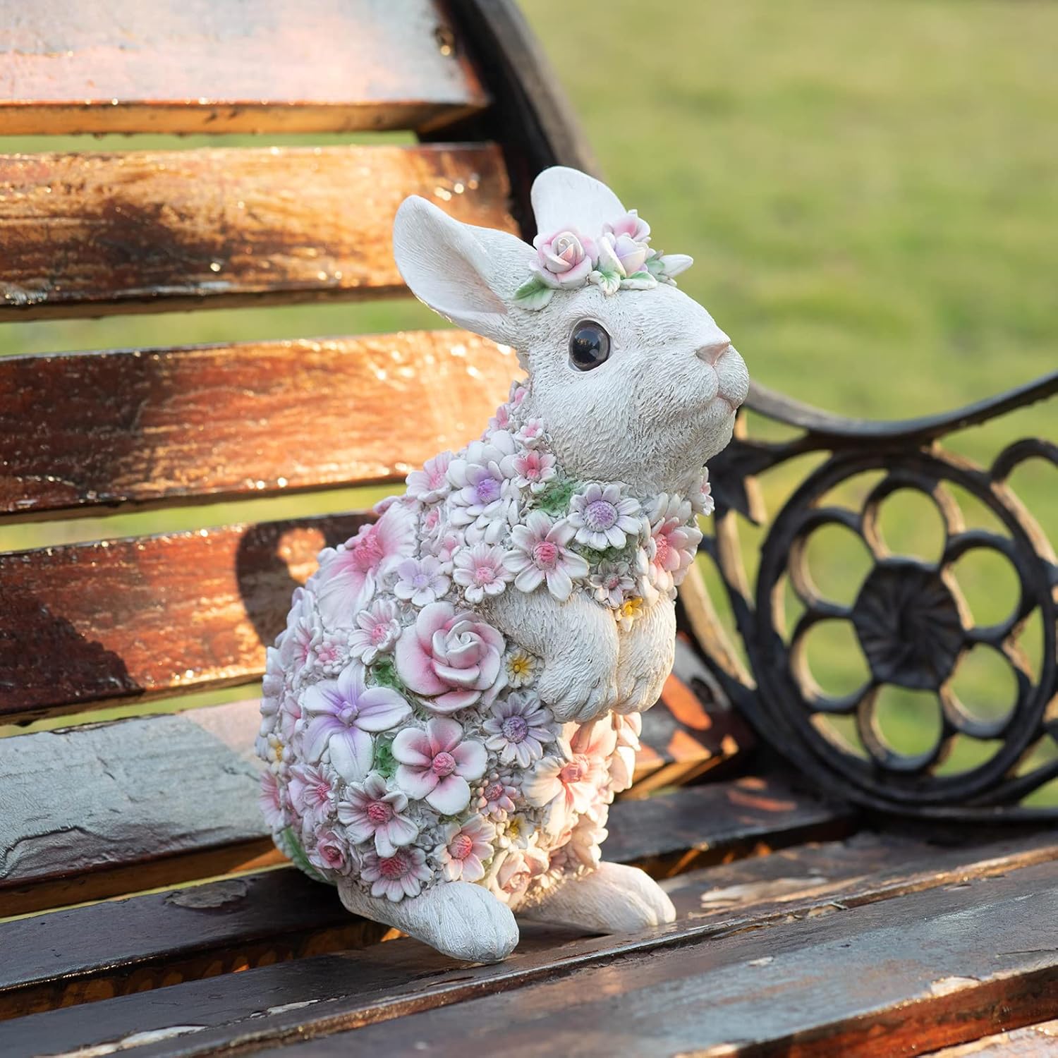 Estatua de conejo al aire libre, estatuas de conejo, decoración de jardín, resina, decoración de Pascua, conejitos, regalos para el hogar, casa,