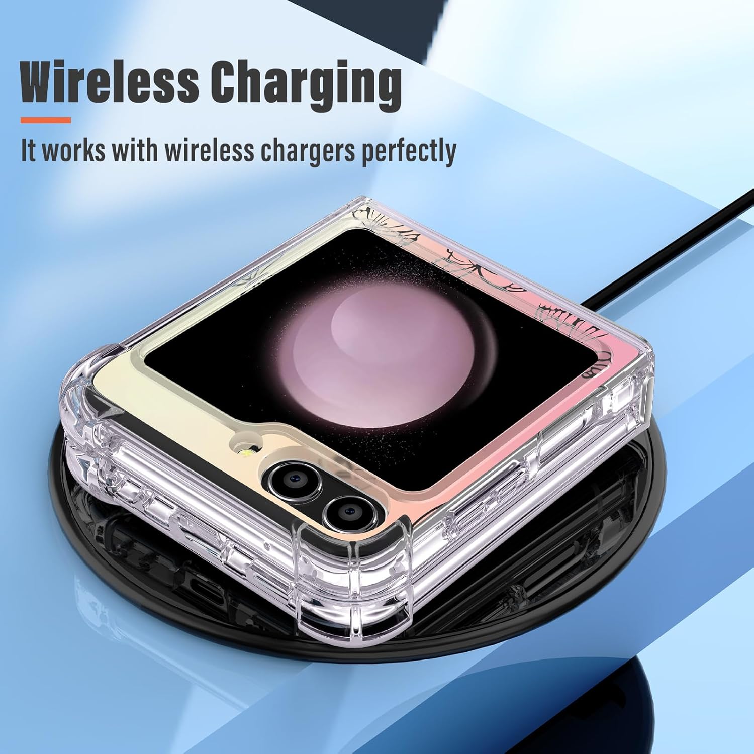 Funda para Samsung Galaxy Z Flip 5, diseño de mariposas de diseño protector transparente de TPU suave a prueba de golpes para Galaxy Z Flip 5 para
