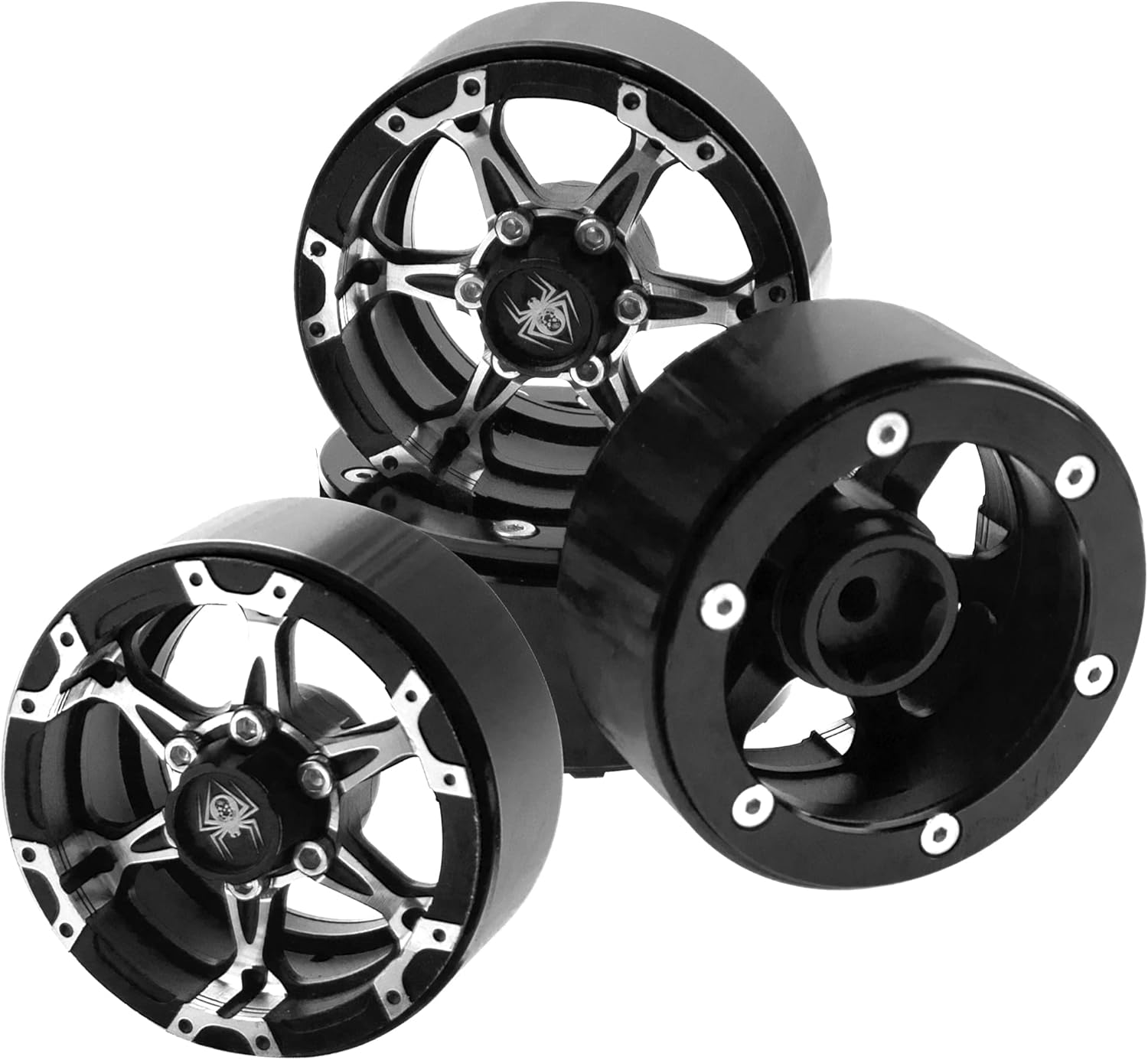 Paquete de 4 ruedas Vgoohobby de metal Beadlock de 1.9, juego de llantas de 6 radios compatibles con Traxxas TRX4 Axial SCX10 AXI03007 Tamiya CC01