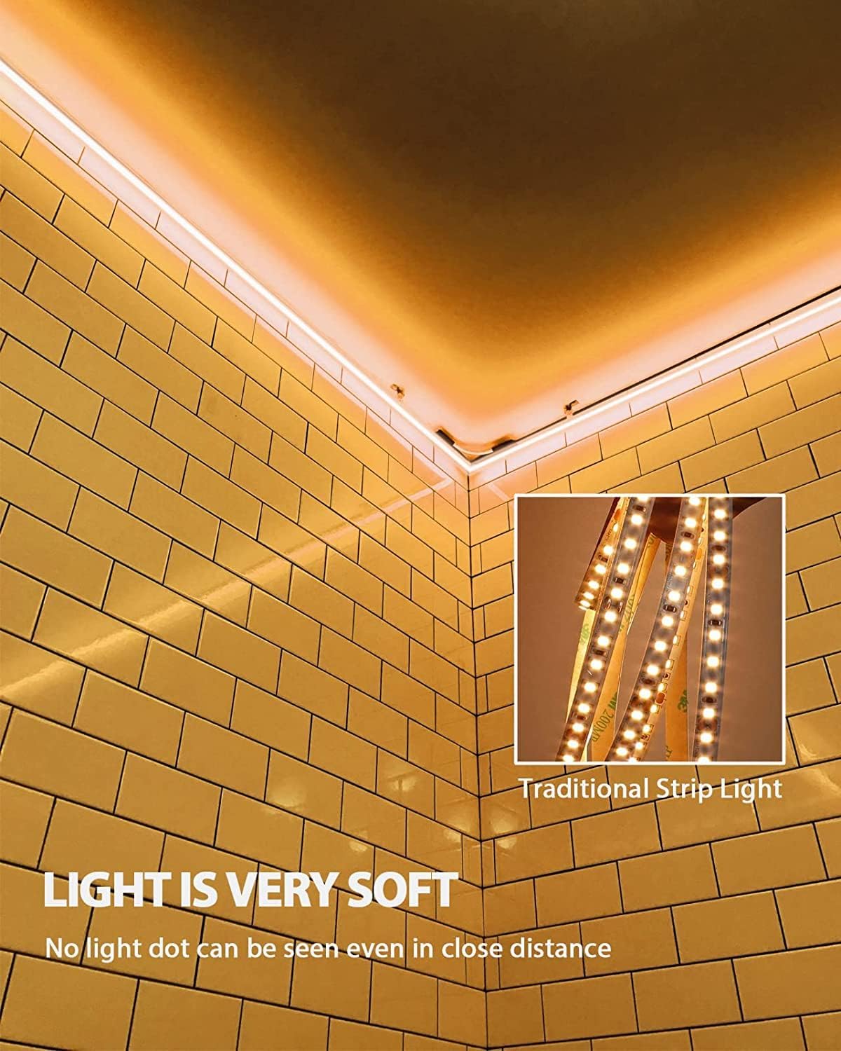 GUPUP Luces de neón (blanco cálido), tira de luces LED de 16.4 pies, 24 V, 600 LED, flexible, impermeable, luces LED para dormitorio, sala de
