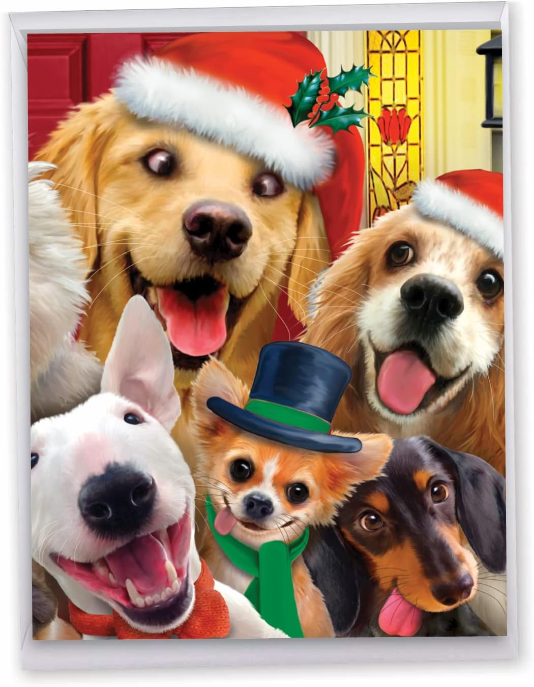 The Best Card Company – Tarjeta de Navidad Big Group (8.5 x 11 pulgadas) – Animales divertidos, tarjeta de felicitación festiva de todos nosotros –
