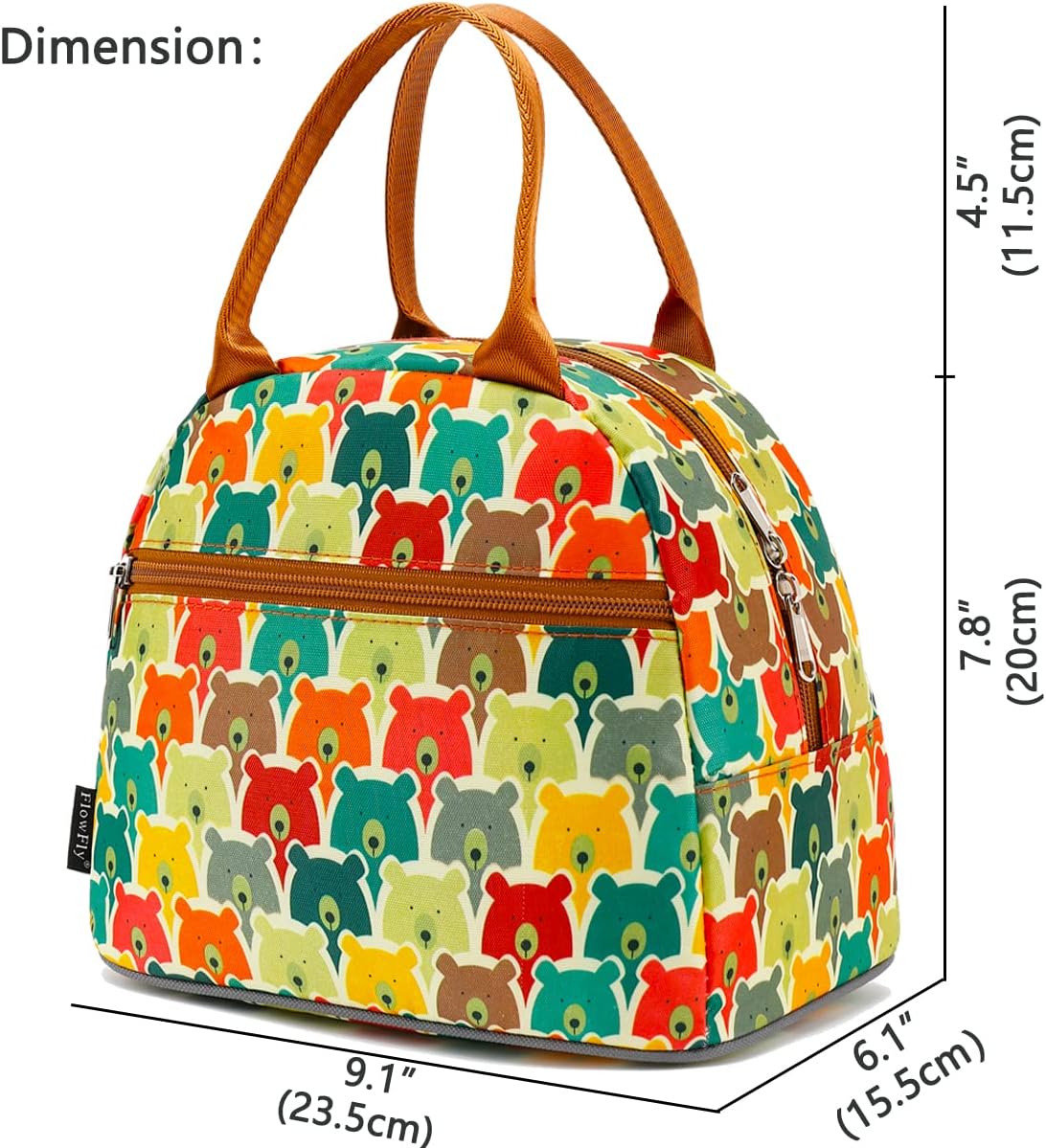 FlowFly Bolsa de almuerzo, organizador de almuerzo, soporte para almuerzo, bolsa térmica de almuerzo para mujereshombres, oso