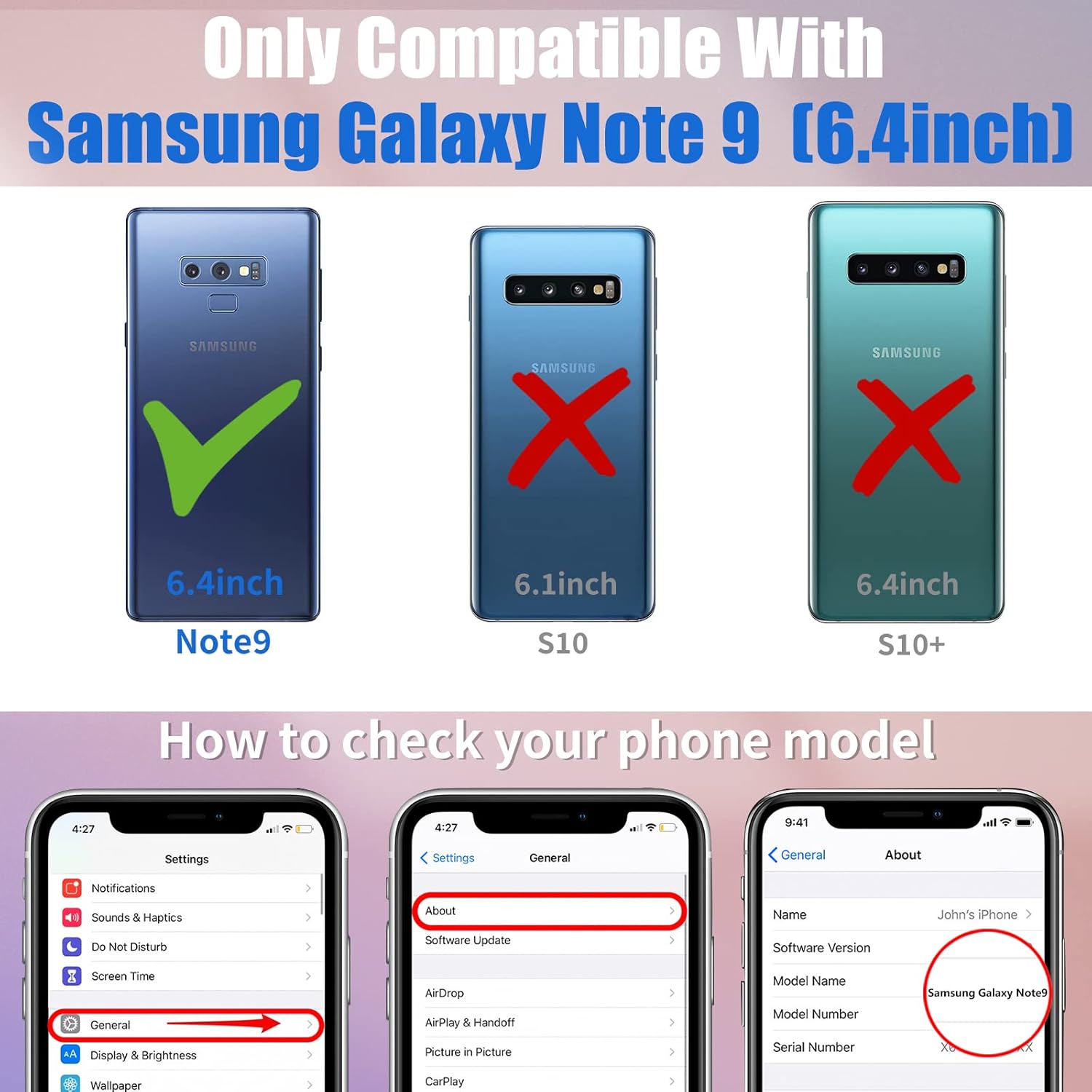 Toycamp Funda para Samsung Galaxy Note 9, diseño divertido de dibujos animados de ovni alienígena para hombres, mujeres, niñas, niños, niñas,