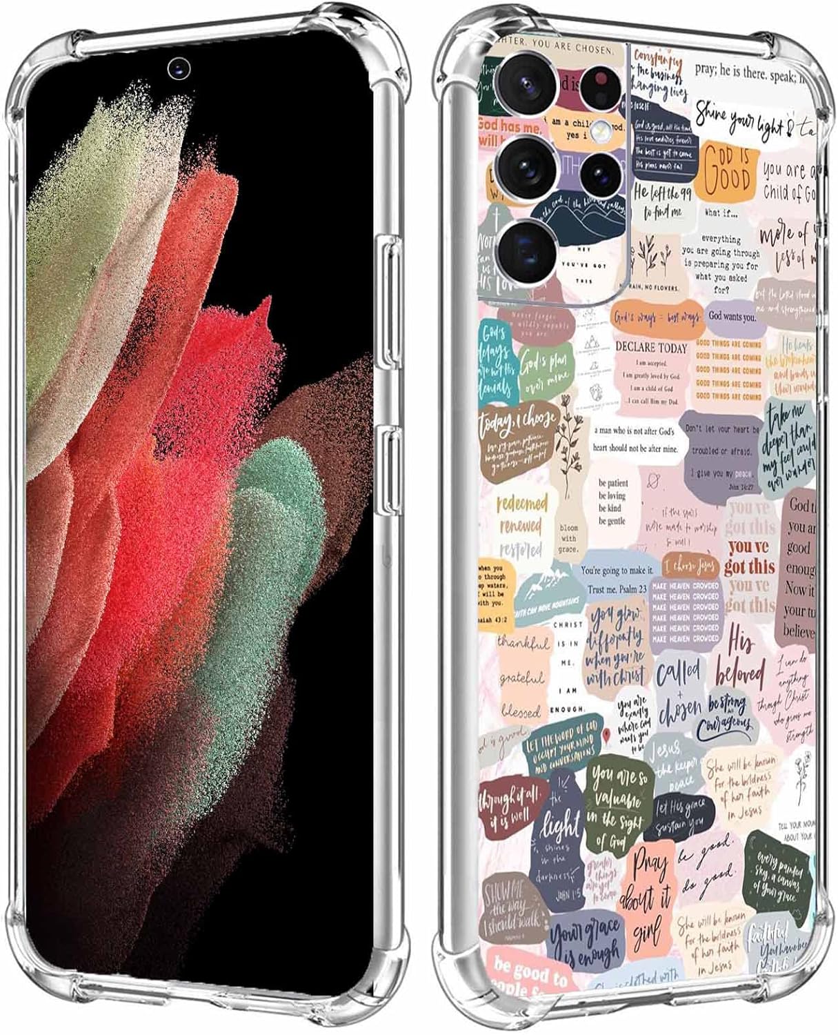 Funda con versículos bíblicos para Samsung Galaxy S21 Ultra, patrón de collage de citas de Jesús cristiano para cristianos, funda protectora de TPU