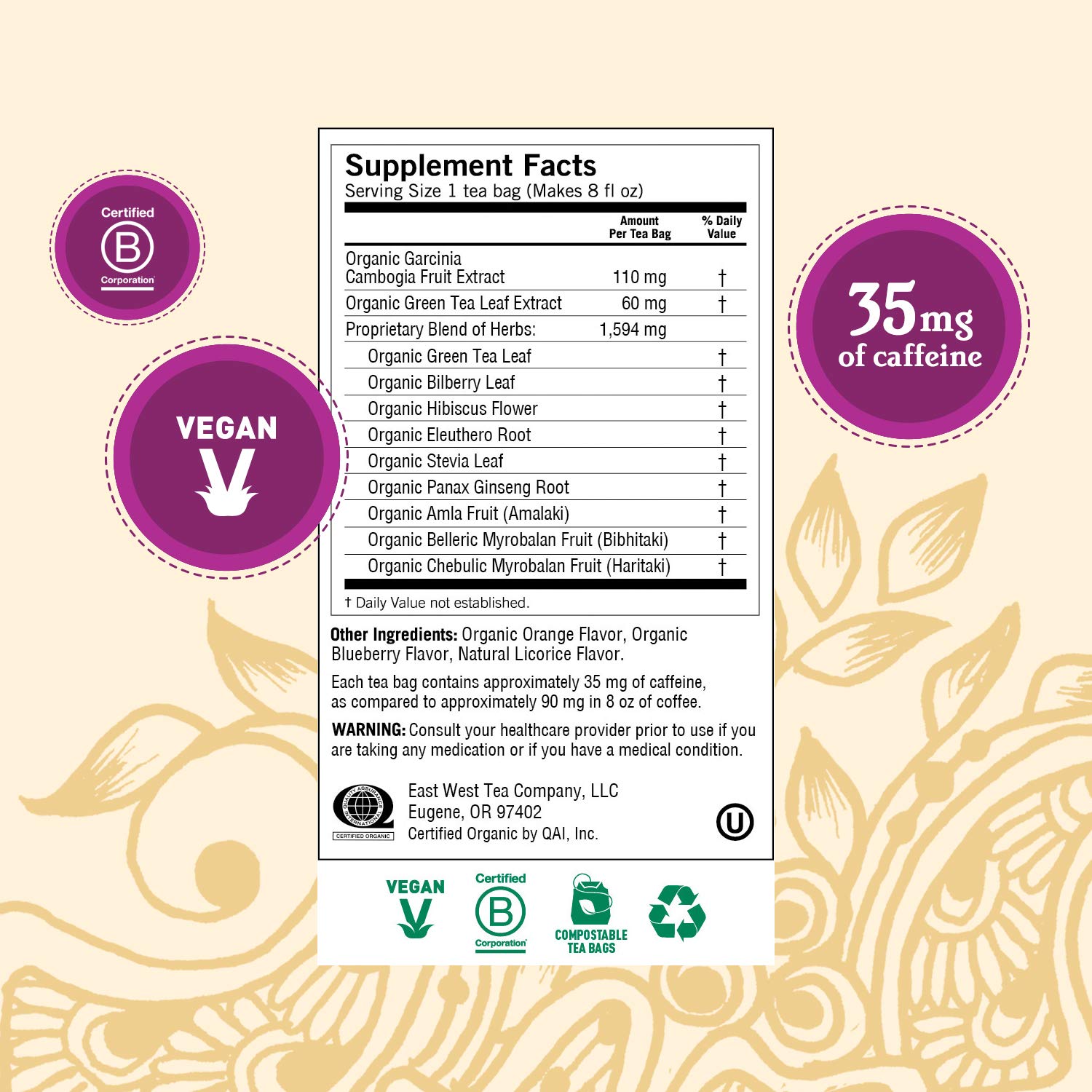 Yogi Tea Green Tea Blueberry Slim Life Tea  16 bolsas de té por paquete (4 paquetes)  Té orgánico para apoyar la resistencia y la energía  Incluye