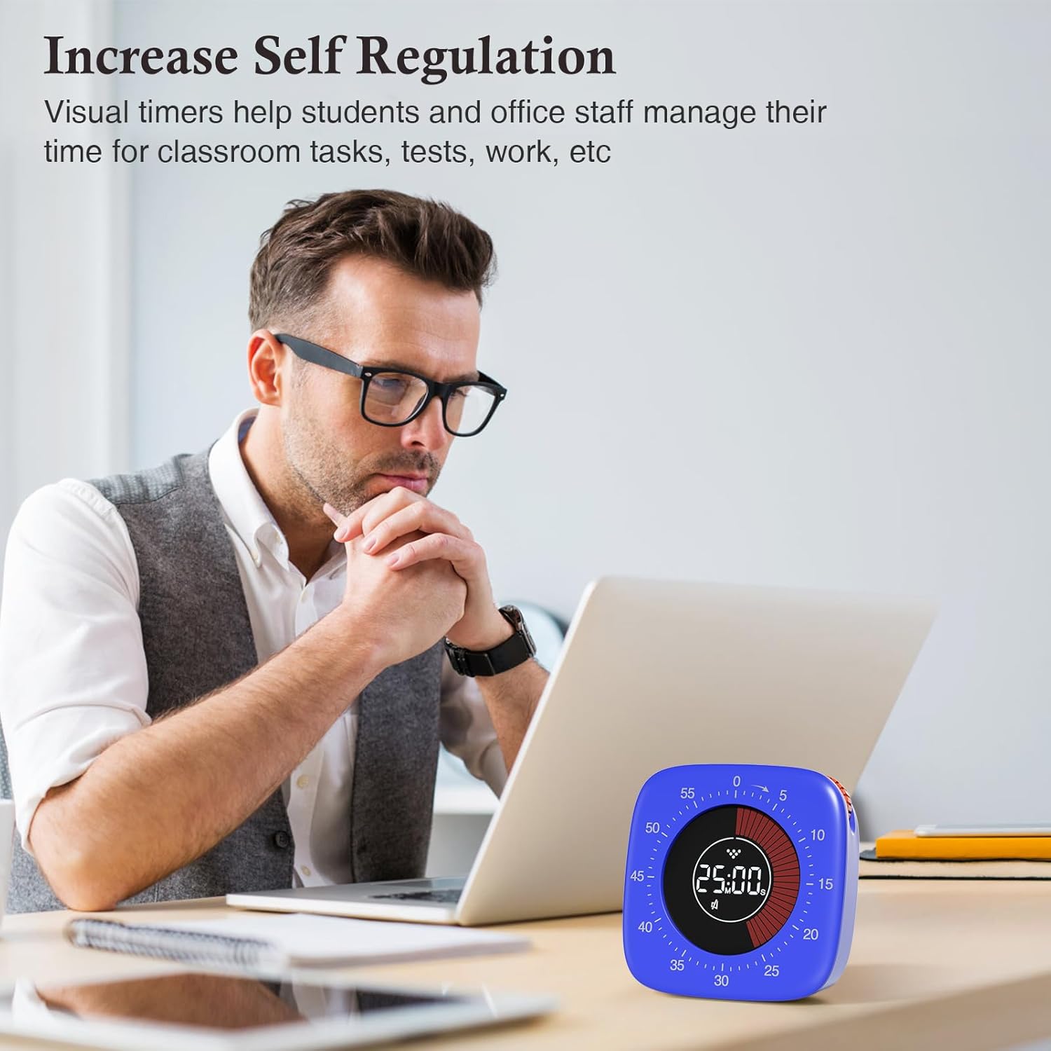 Shintrend Temporizador visual para niños recargable temporizador digital de cuenta regresiva de 60 minutos, temporizadores silenciosos para escuela,