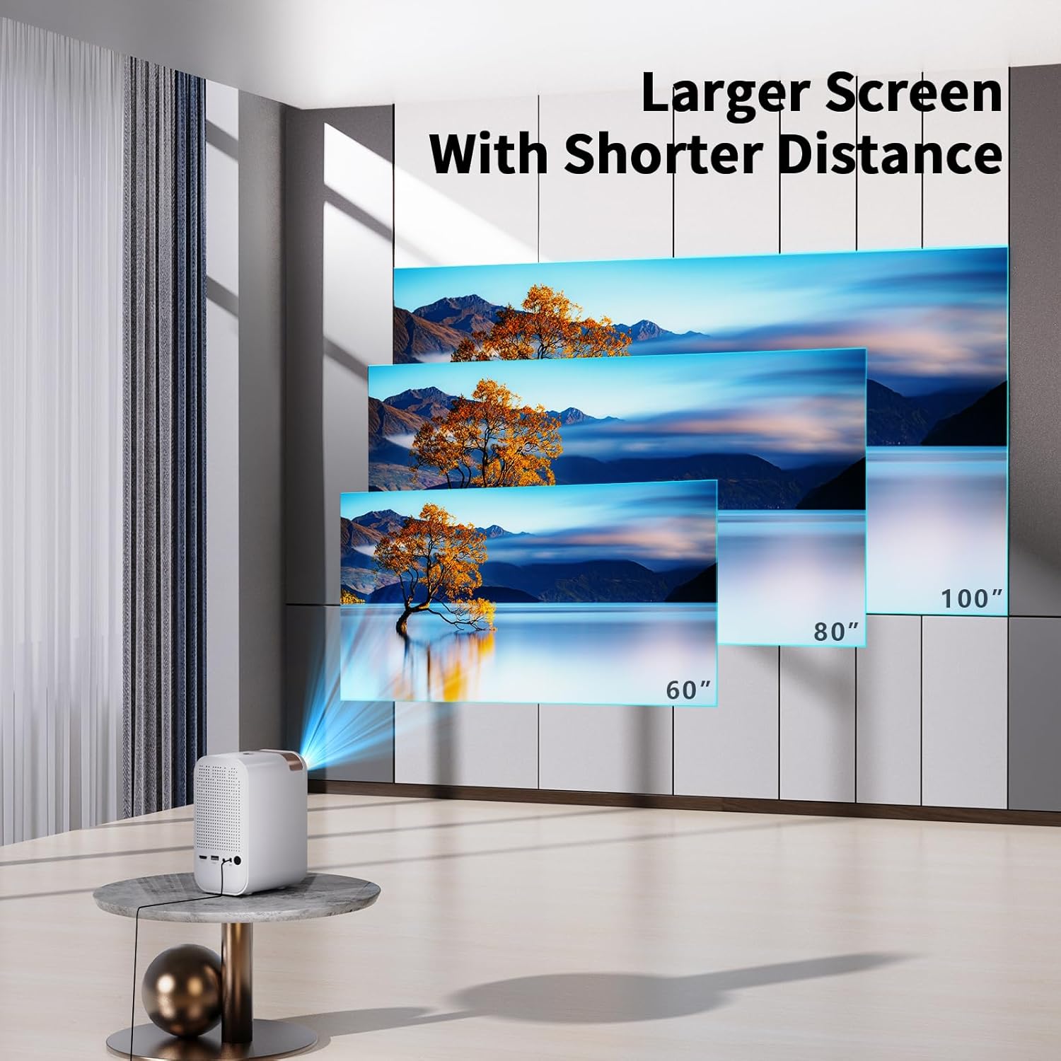 Mini proyector con WiFi 5G y Bluetooth, proyector compatible con 1080P con soporte para proyector, proyector de películas compatible con iOSAndroid,