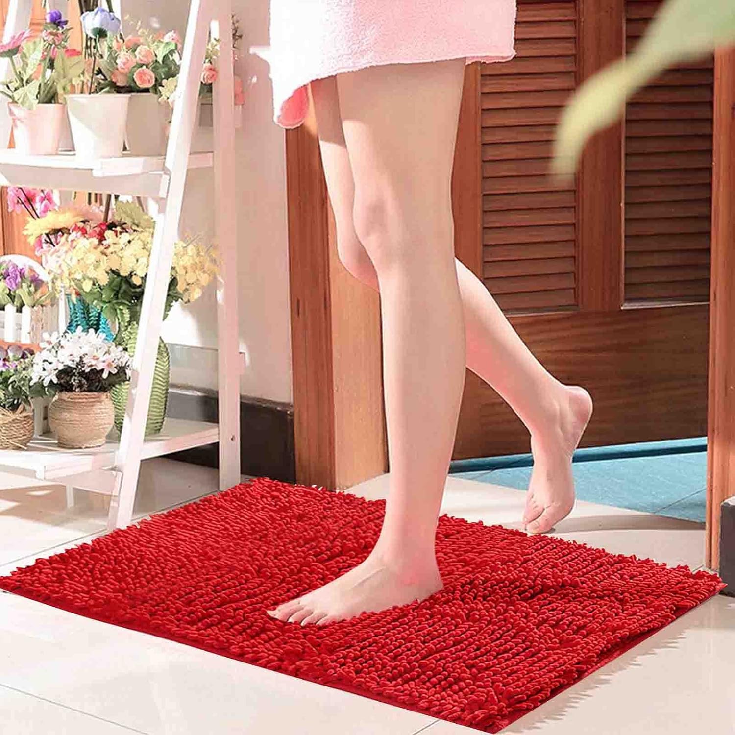 Alfombras de baño de 32 x 20 pulgadas, suaves, antideslizantes, absorbentes, de secado rápido, alfombra de baño de felpilla esponjosa, lavable y