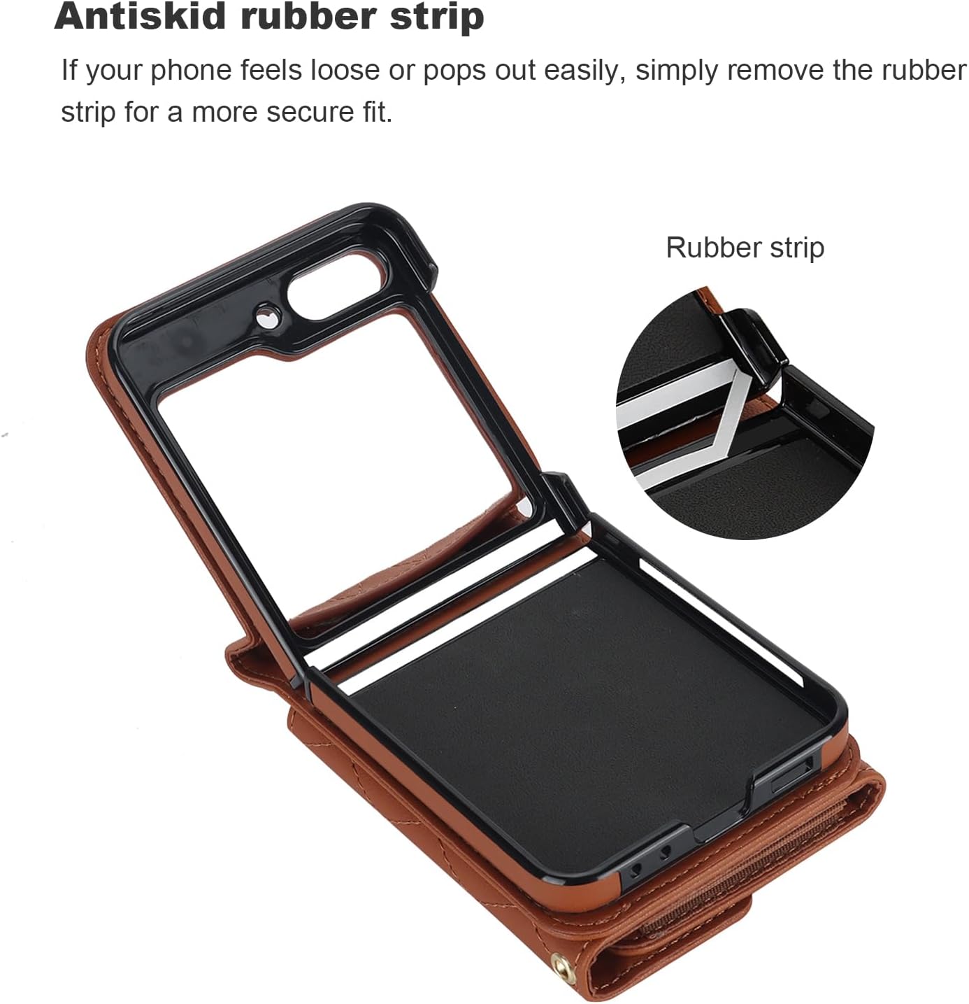 KIHUWEY Funda tipo cartera para Samsung Galaxy Z Flip 5, bolso cruzado con ranura para tarjeta de crédito, bloqueo RFID, correa ajustable de piel