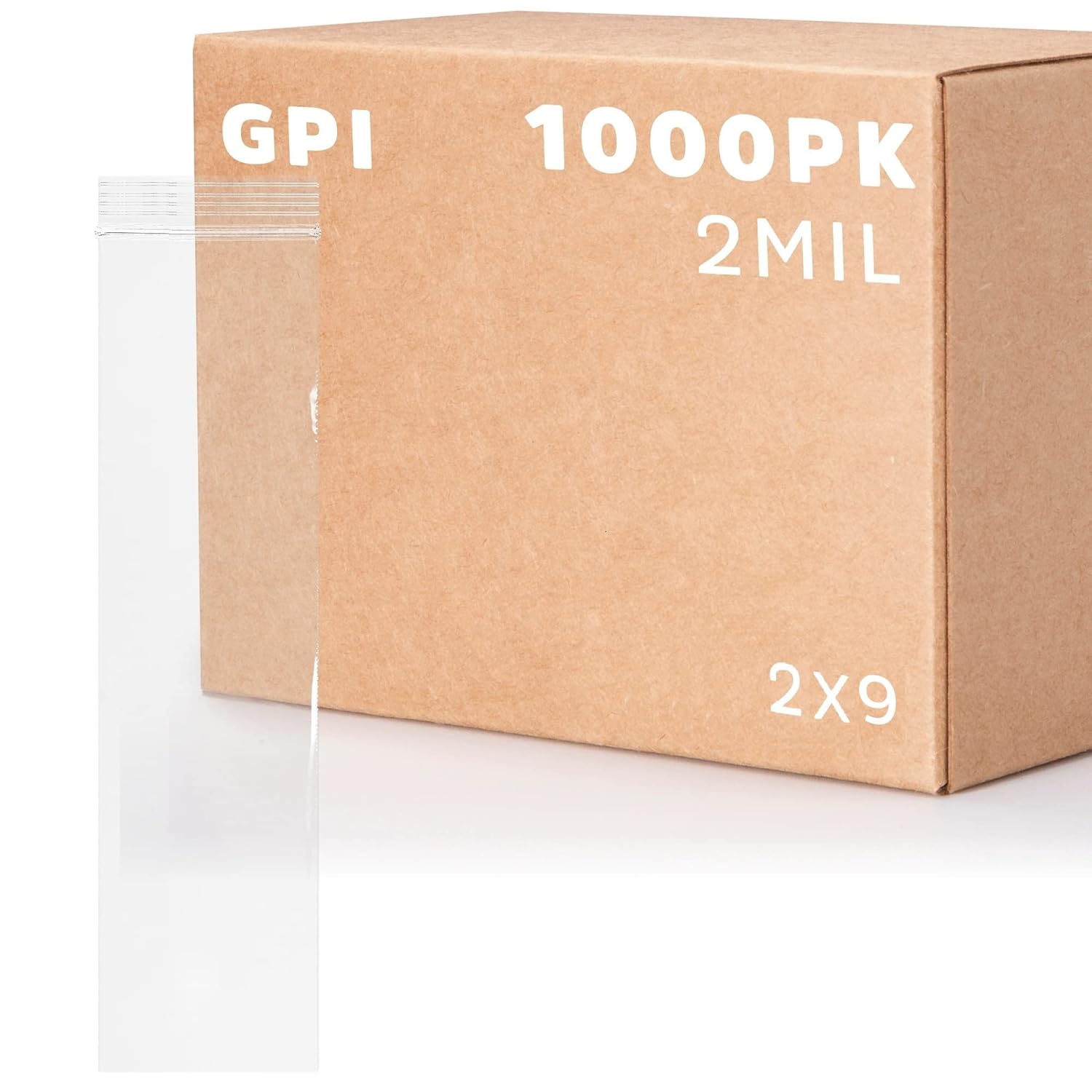 GPI – 1000 fundas, 2 x 9 pulgadas de largo, bolsas de plástico transparente con cremallera  a granel, 2 mil de grosor, duraderas, bolsas de
