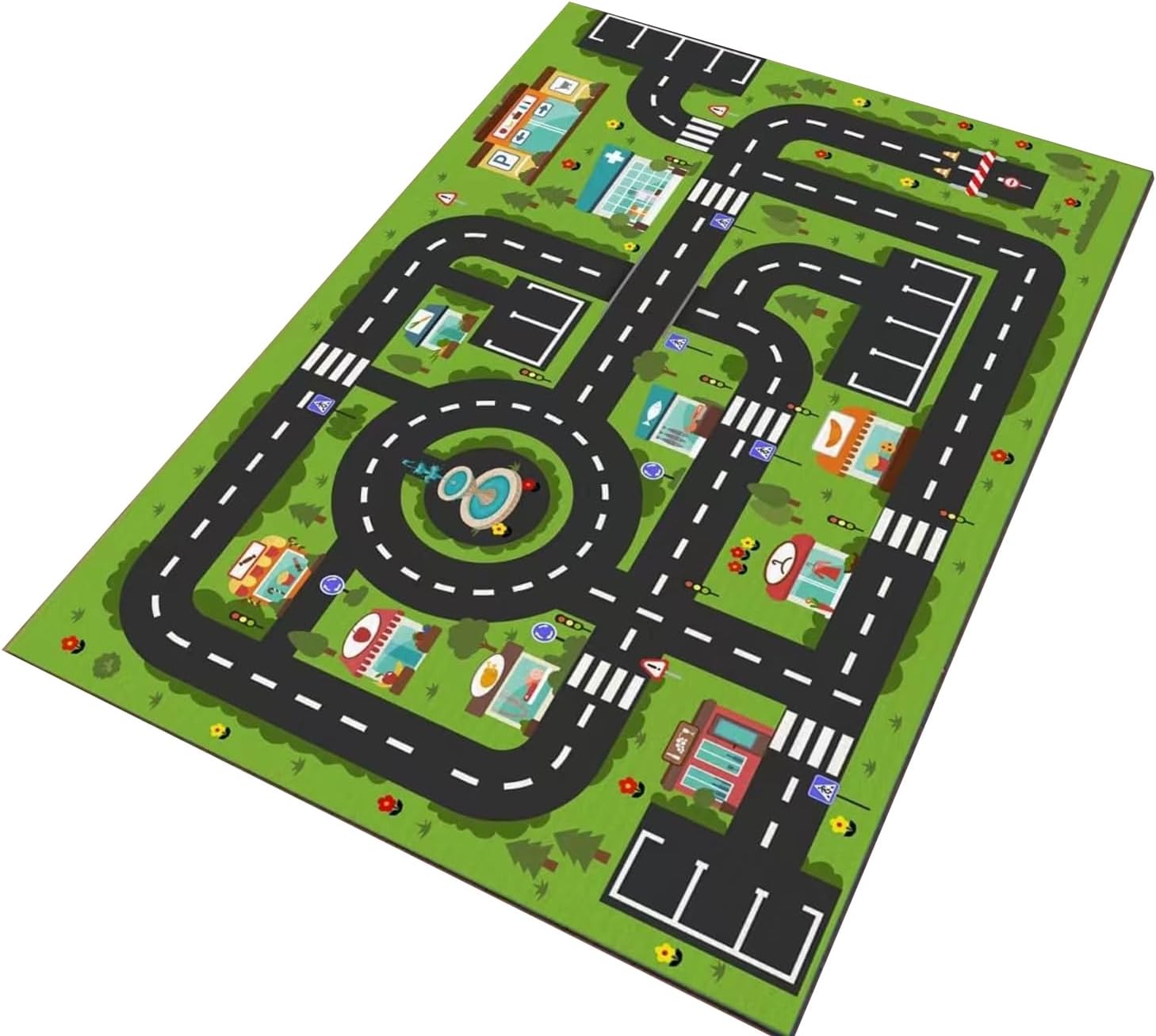 Analog ABC – Alfombra para niños, alfombra de juego para sala de juegos, alfombra de carretera de vida urbana para autos, divertido mapa de la