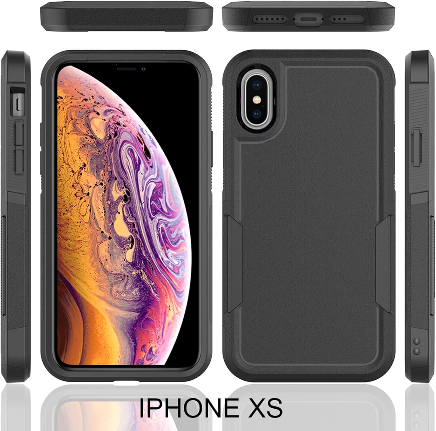 Funda para iPhone XiPhone Xs funda protectora de doble capa resistente para teléfono celular, a prueba de golpes, resistente, con protector de