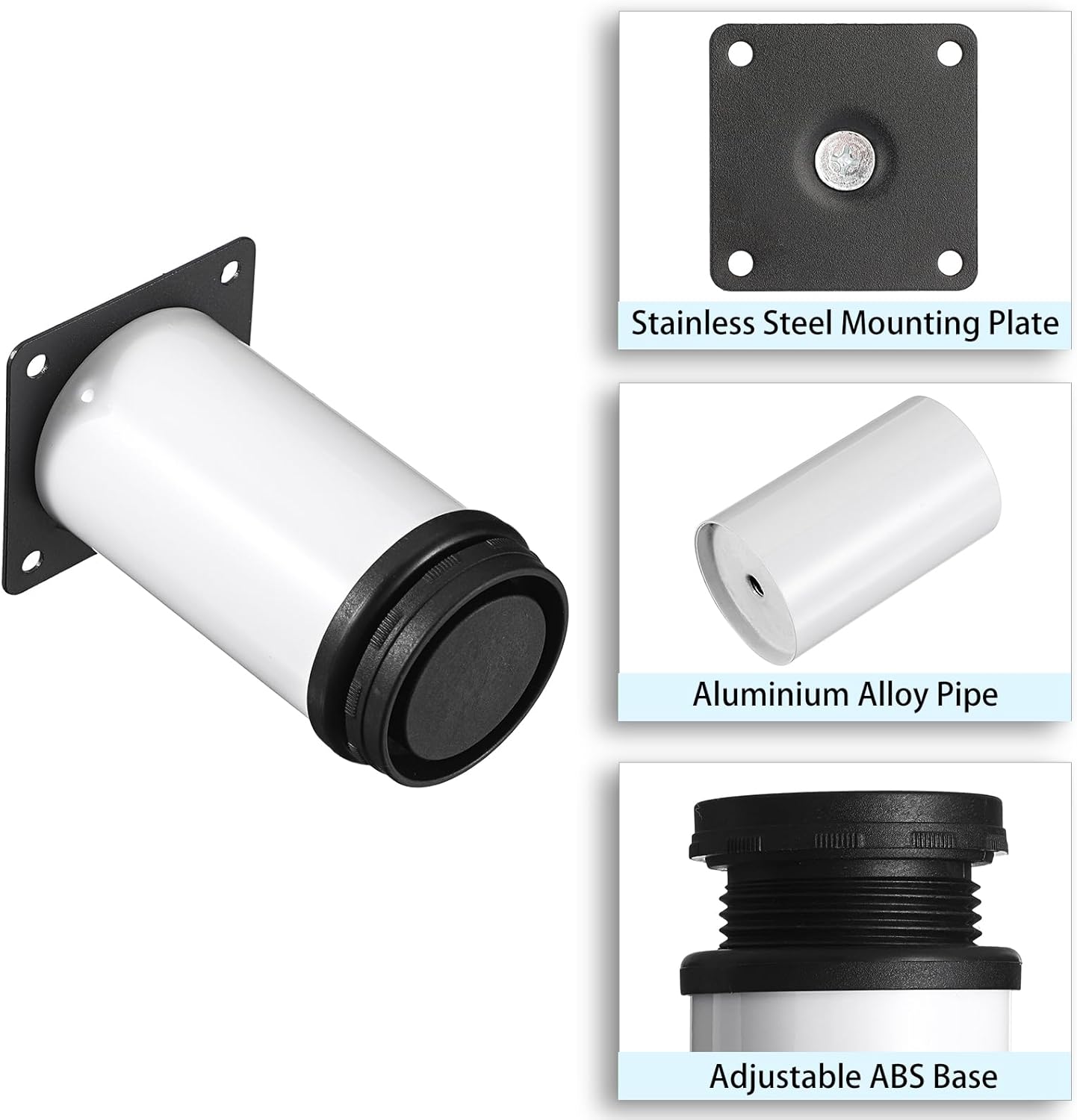 OwnMy 4 patas de muebles de acero inoxidable de 4 pulgadas, elevadores de pies de muebles, patas de escritorio de metal pequeño, patas de sofá,