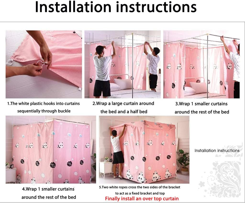 Obokidly Cortina de cama de princesa de 4 postes de cuatro esquinas de color liso, elegante toldo de red para niñas, niños, adolescentes, niñas,