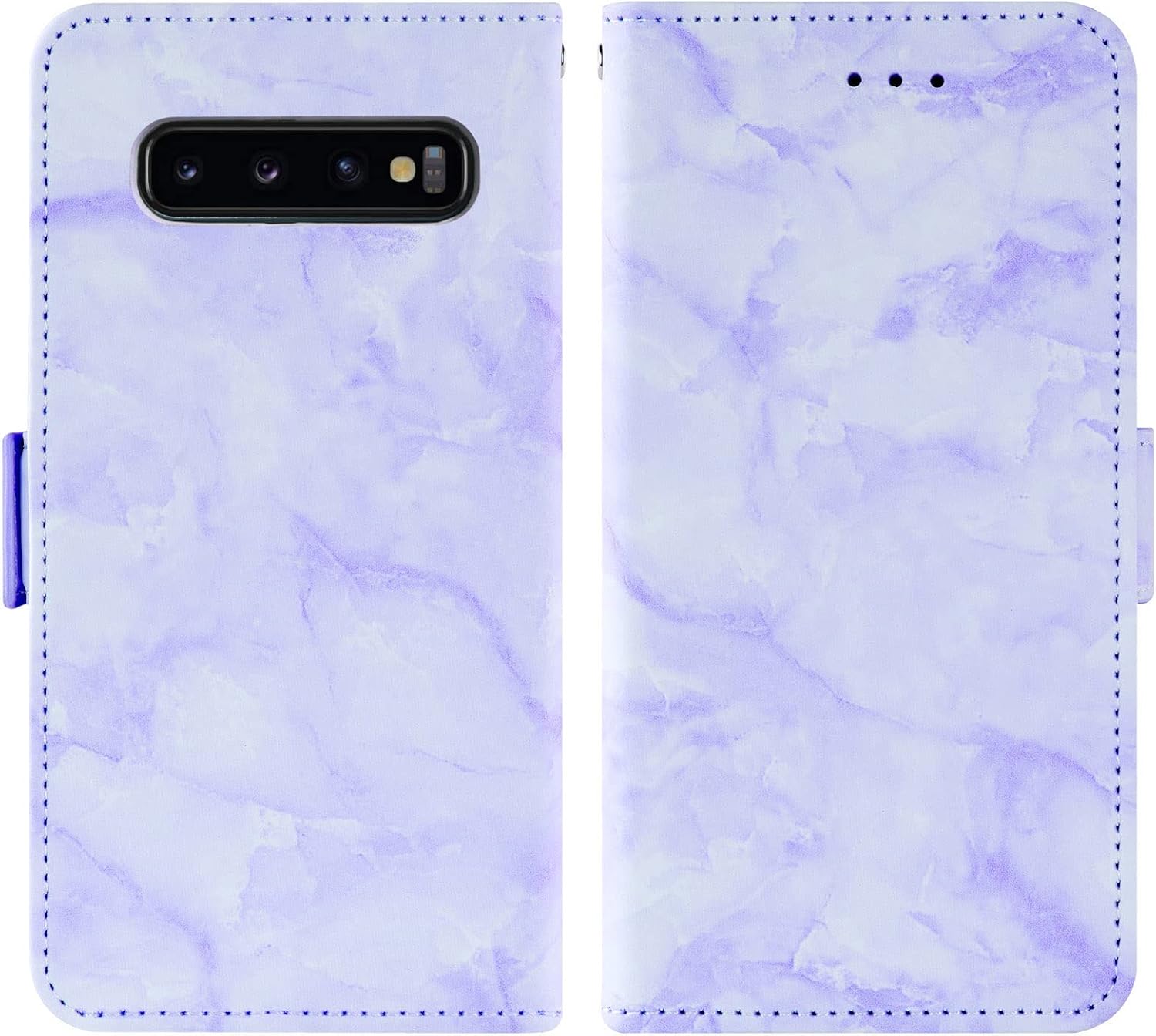 Asuwish Compatible con Samsung Galaxy S10 y protector de pantalla de vidrio templado, accesorios para tarjetero, soporte para celular, billetera de