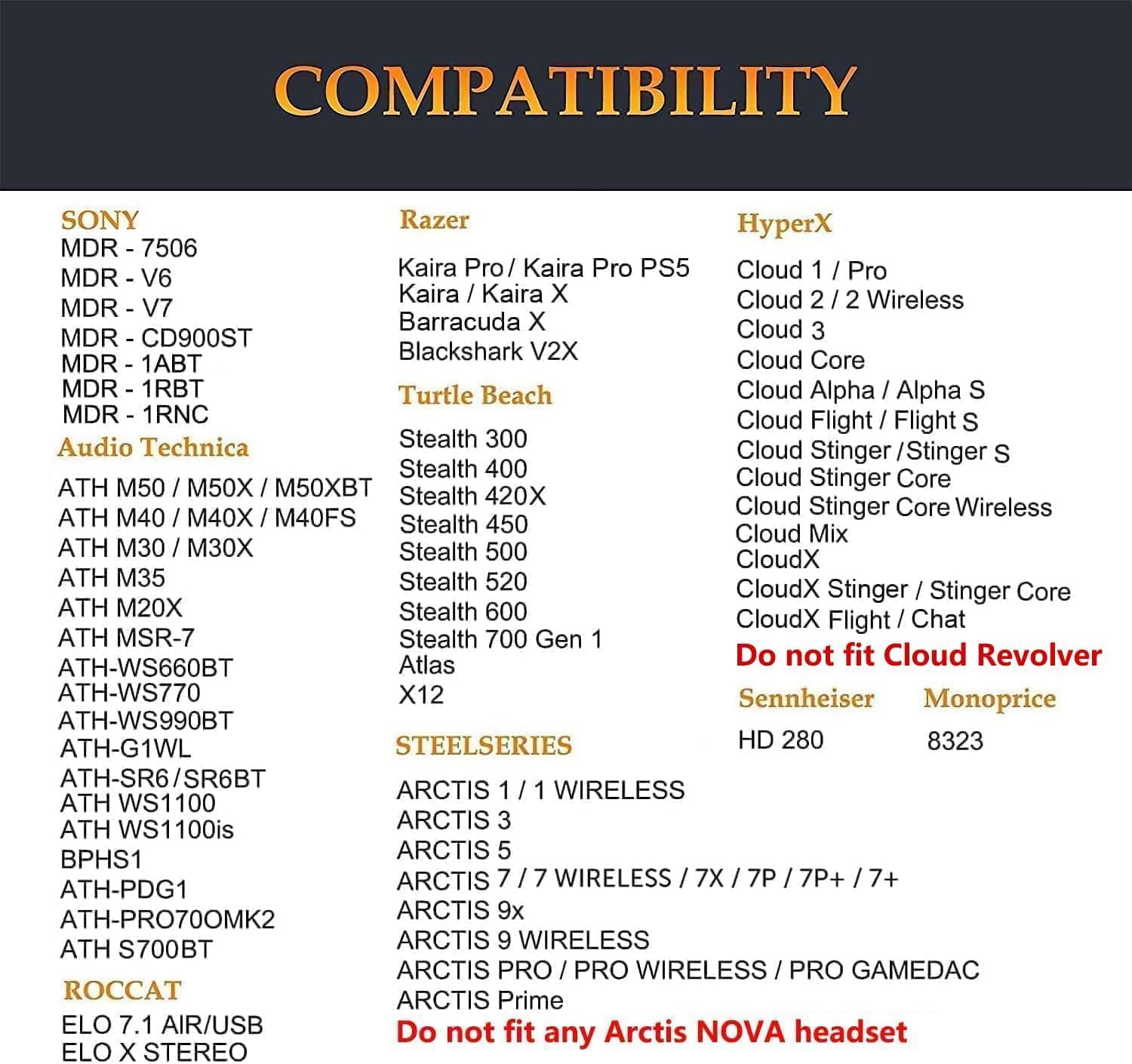 SOULWIT Almohadilla de repuesto para Audio-Technica ATH M50XM40X, HyperX CloudAlpha, SteelSeries Arctis, almohadilla para los oídos para Sony
