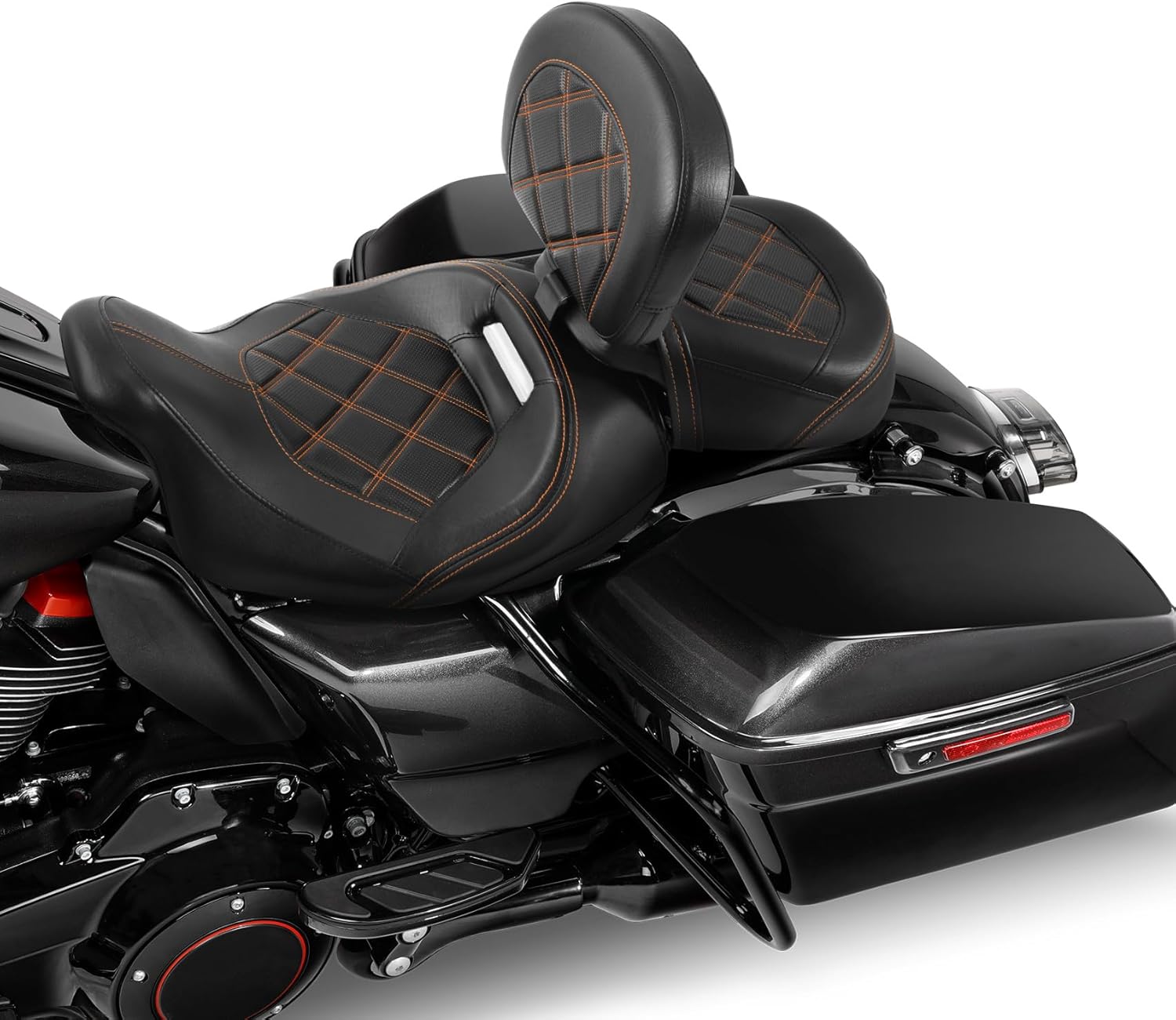 TCT-MOTORPARTS Asiento de pasajero de perfil bajo con almohadilla para respaldo de conductor para Harley Tour Pak Touring Road King 2009-2023
