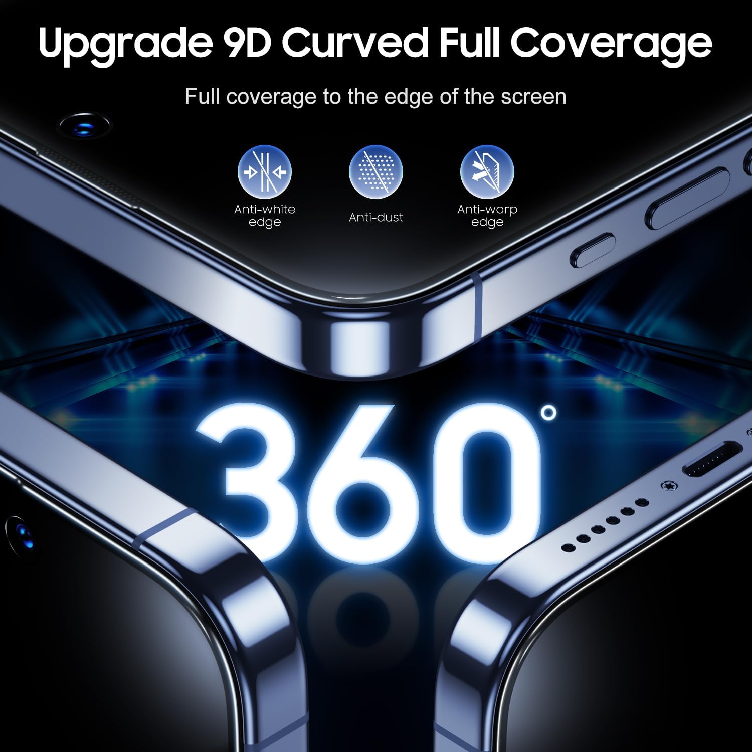 UniqueMe Protector de pantalla de privacidad para iPhone 15 Pro, cero burbujas Eliminación automática de polvo Anti-espía 9H, pantalla de vidrio
