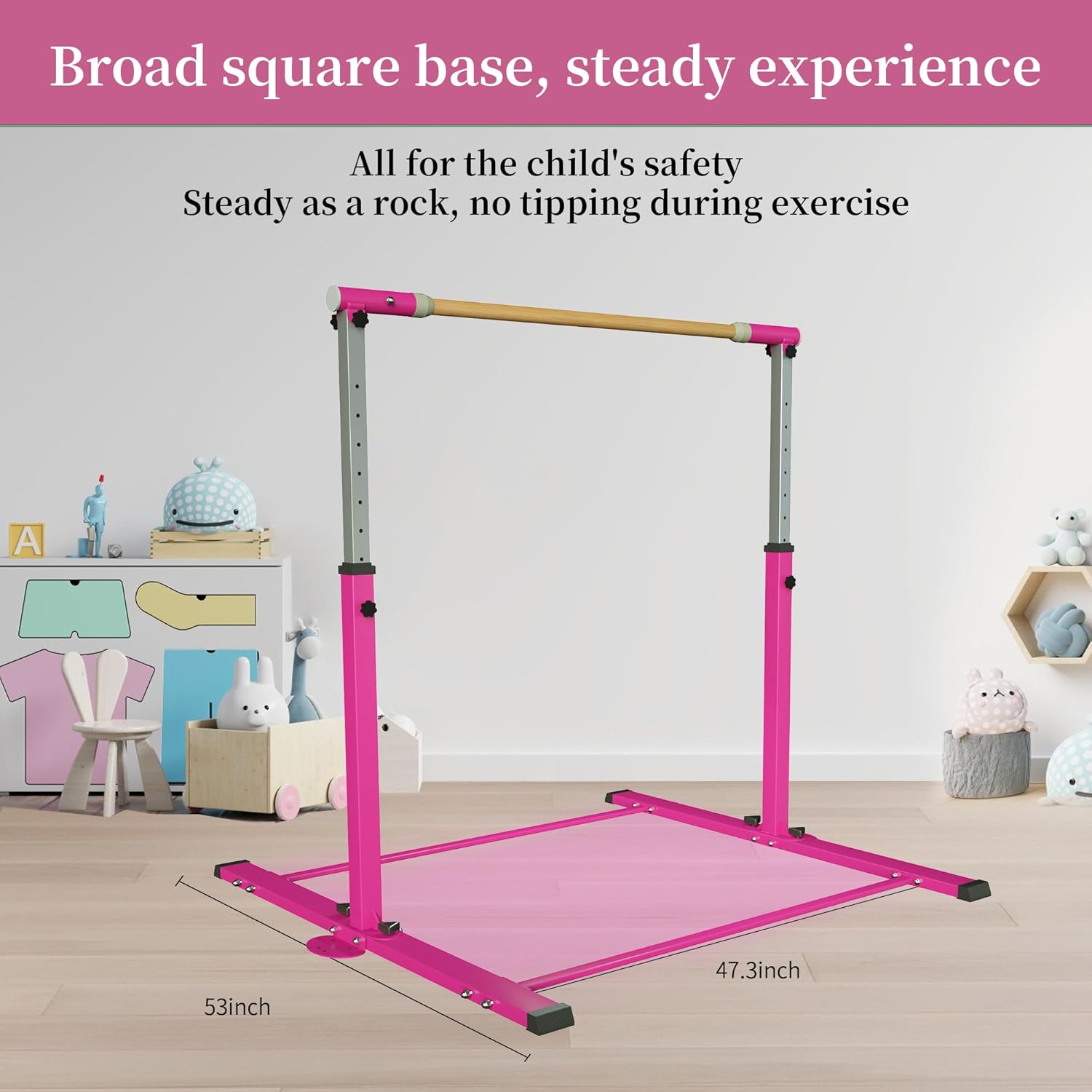 YIintruan – Barra de gimnasia horizontal para niños y niñas jóvenes, altura ajustable de 3 a 5 pies, equipo de gimnasio en casa, ideal para